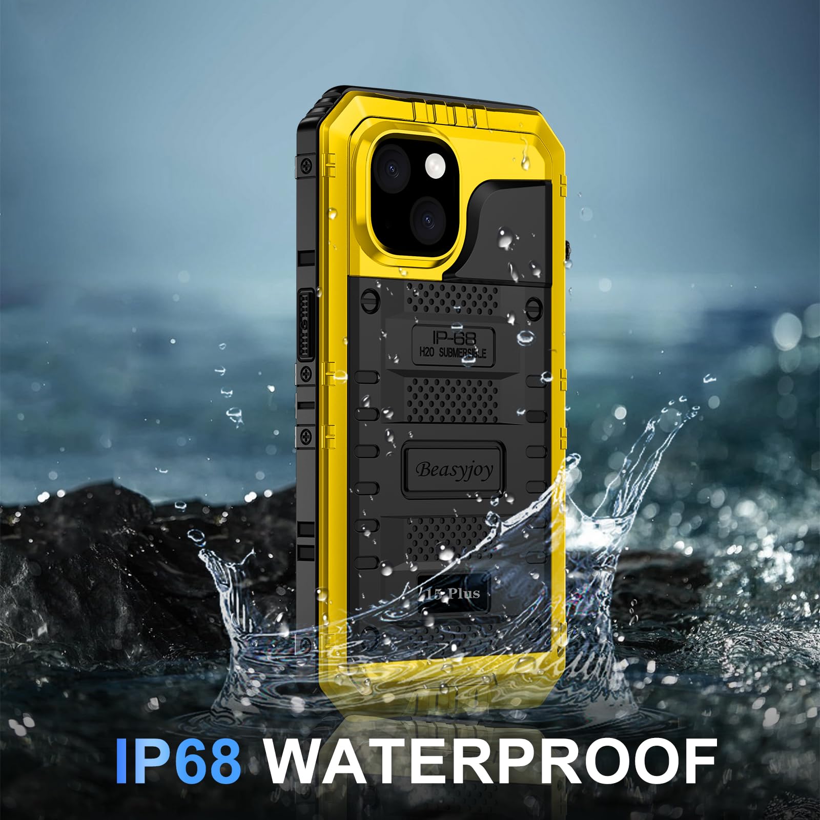 Beasyjoy for iPhone SE 2022/2020/ 8/7 Metal Case, Waterproof Heavy Duty Case with Screen Protector, Full Body Protection Military Grade Shockproof Defender Durable Sturdy Rugged Aluminum Cover, Black