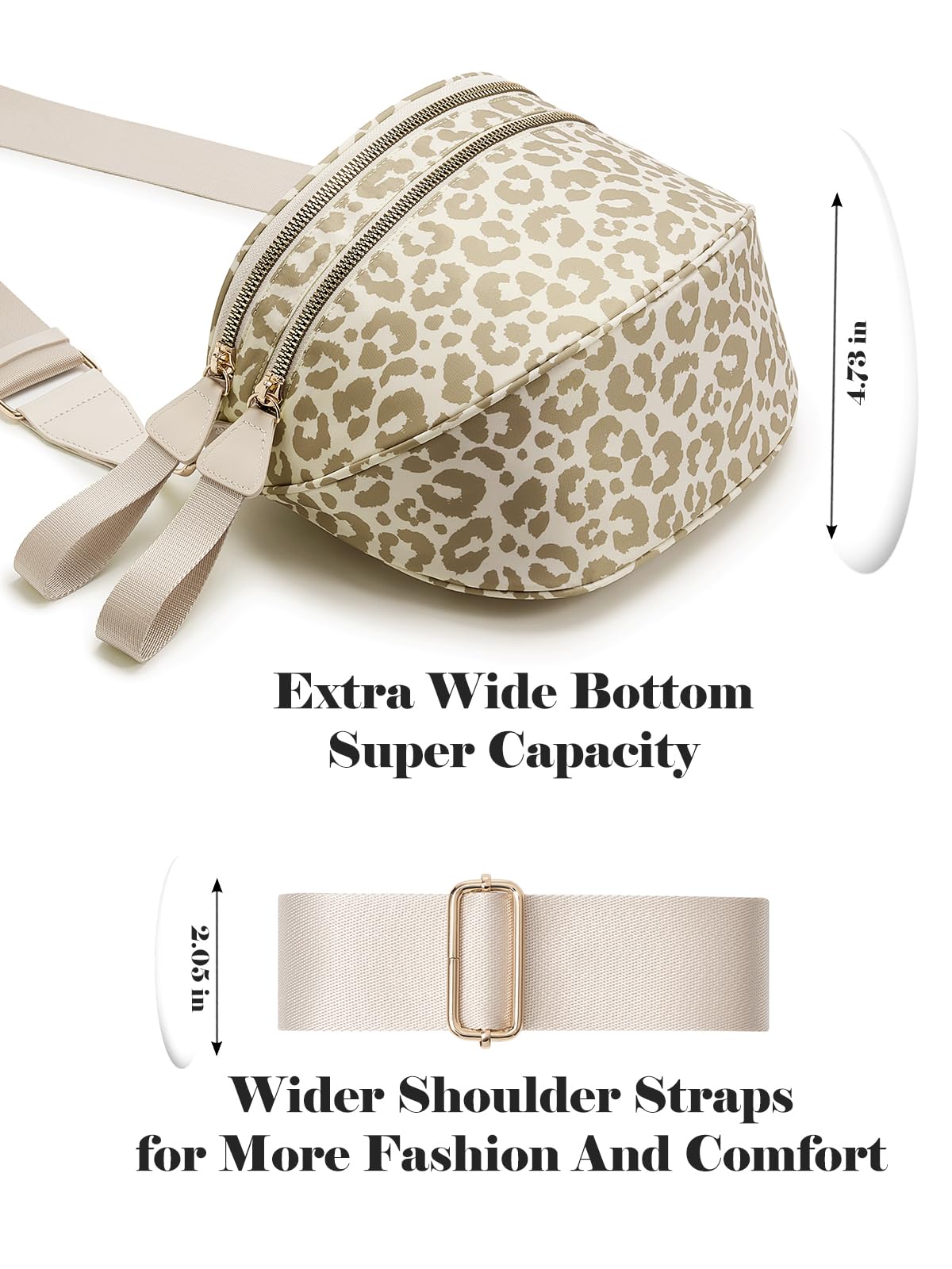 Pure Colour Crossbody Bag Bum Bag for Women,Spacious Purse Fanny Packs Belt Bag,Oversized Bum Bag (Bean Green Leopard Print Bum Bag)