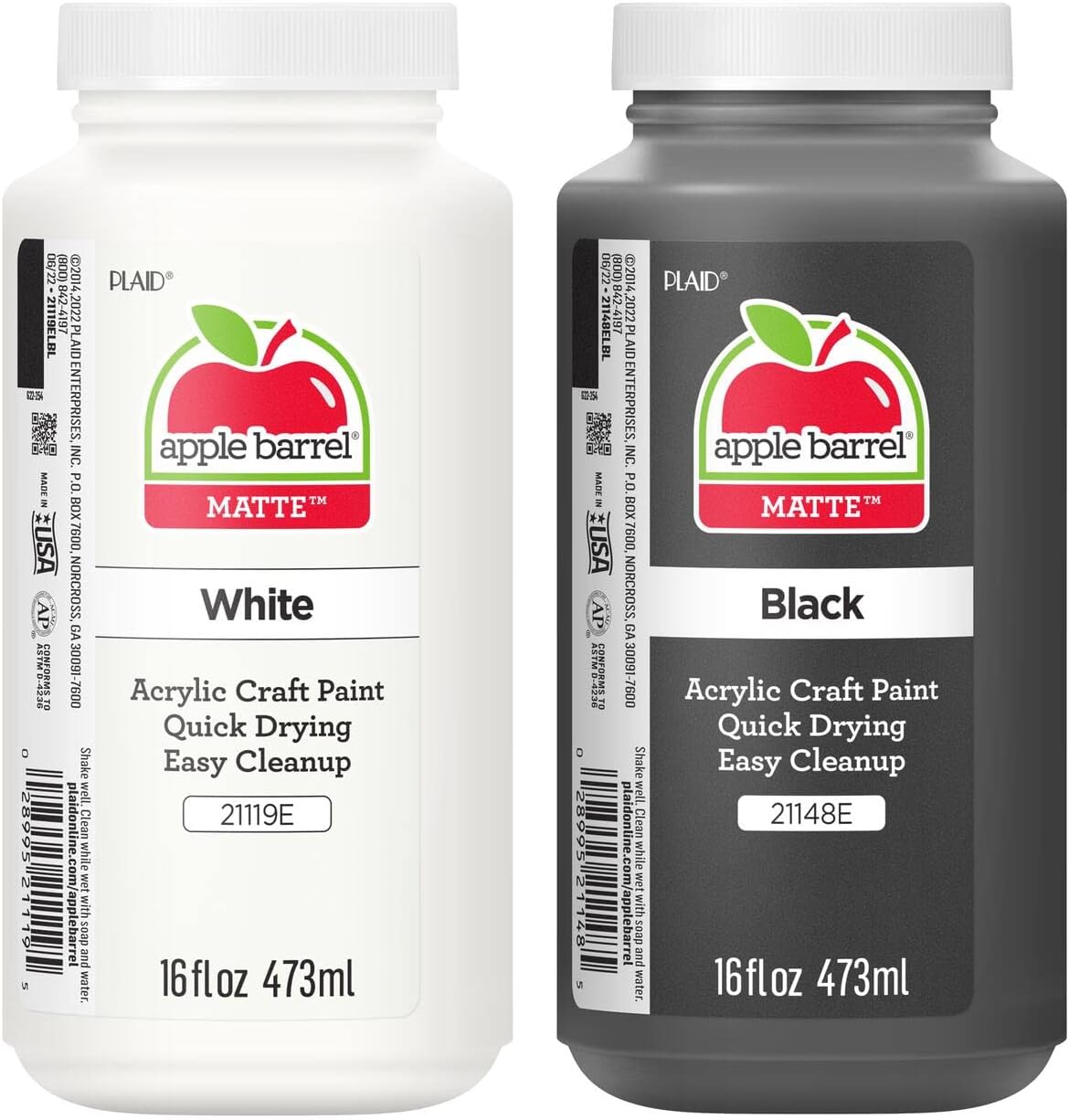 Acrylic Paint Set, Includes 2 x 16 fl oz White and Black Paint
