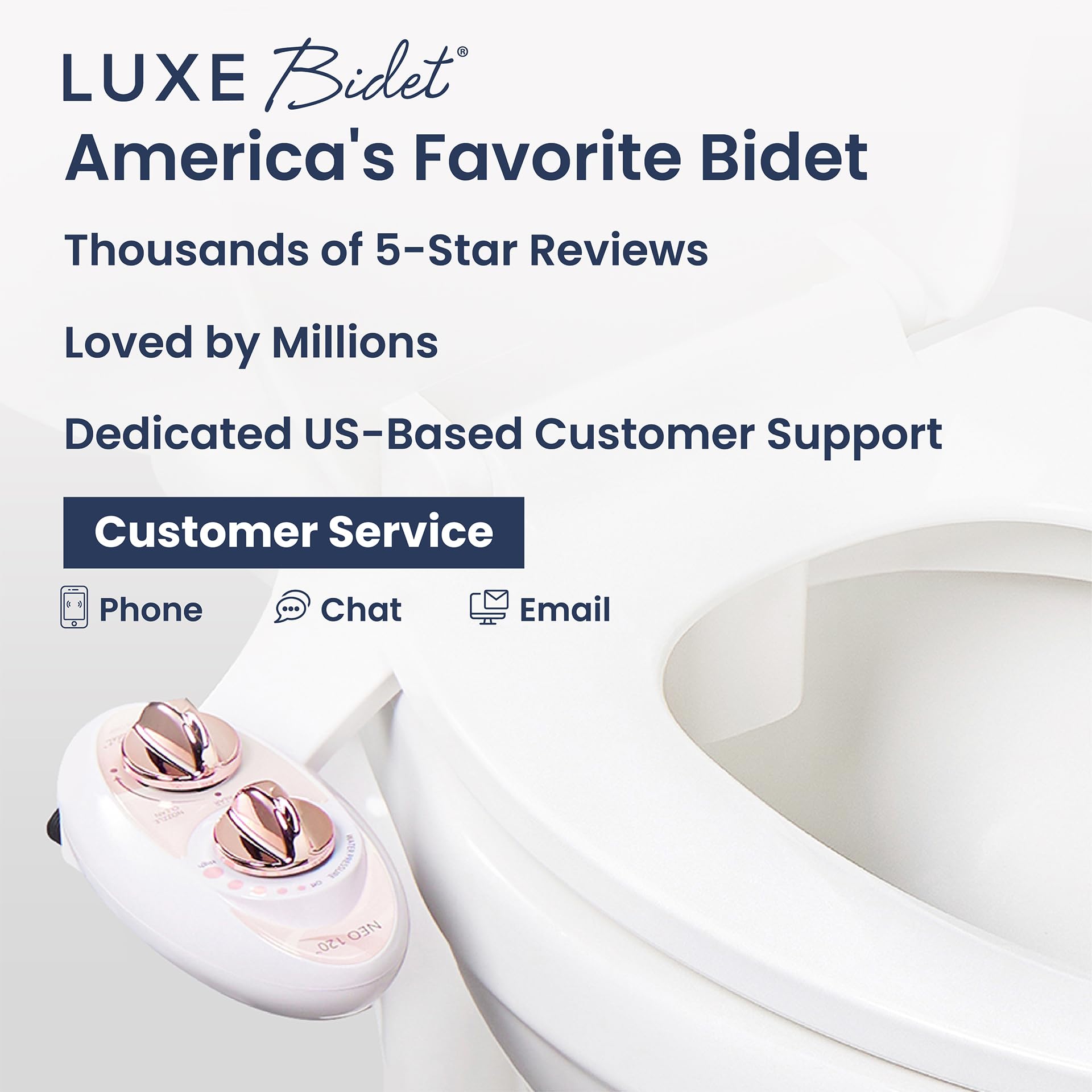LUXE Bidet NEO 120 - Single Nozzle, Self-Cleaning, Non-Electric Bidet Attachment for Toilet Seat, Adjustable Water Pressure, Rear Wash (Blue)