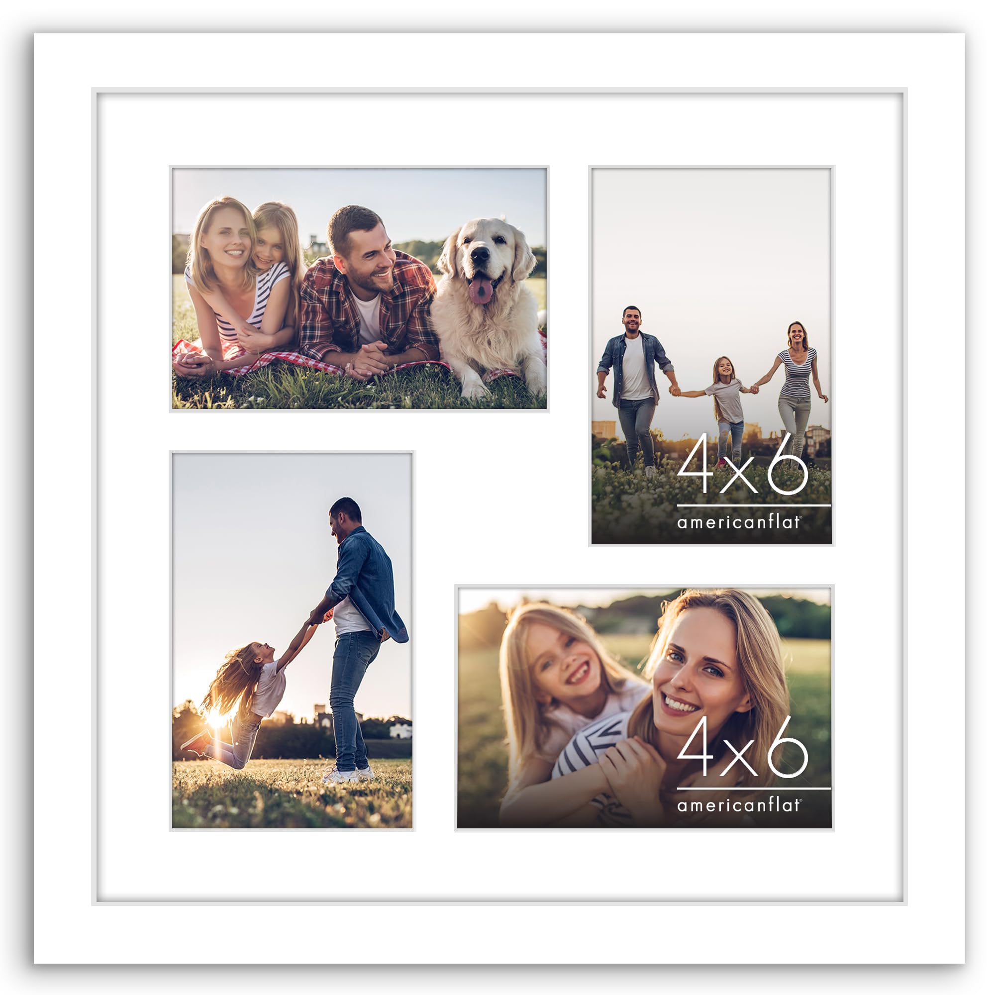 Americanflat 4x6 Double Picture Frame with Shatter-Resistant Glass - Fits Two 4x6 Photos or use as One 6x14 Frame - Signature Collection - Collage Frames for Tabletop and Wall Display - Black