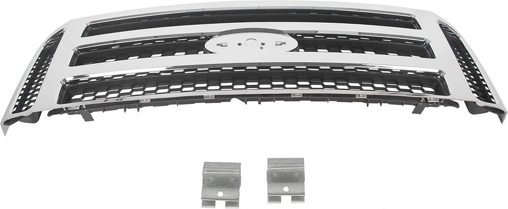 HECASA Front Grille Compatible with 1999-2004 Ford Super Duty F-250 F-350 Excursion (New Front Chrome Grille) 2006 Style W/Detachable Mesh Insert