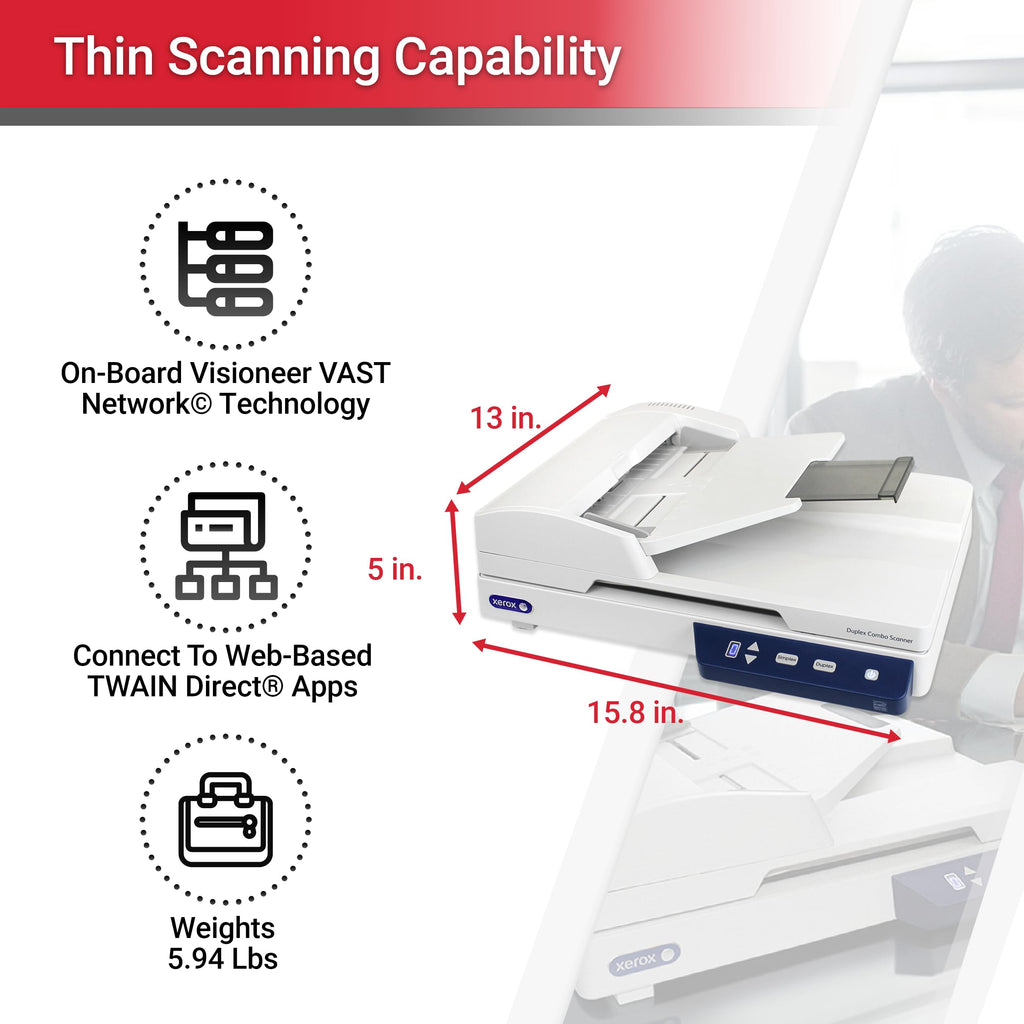 Visioneer Xerox Duplex Combo Flatbed Scanner with Automatic Document Feeder