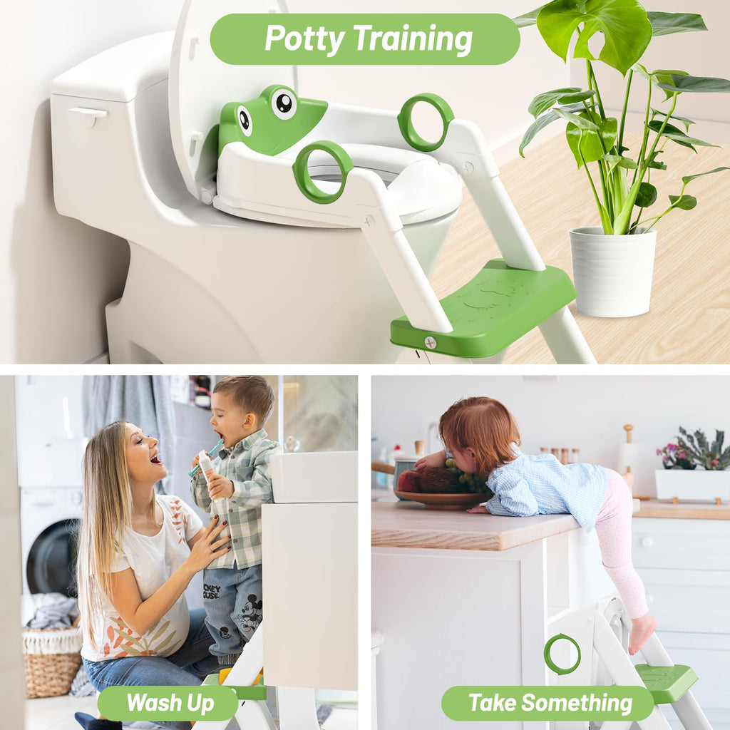 Potty Training Seat, Upgrade Toddler Toilet Seat for Kids Boys Girls, 2 in 1 Potty Training Toilet, Splash Guard Anti-Slip Pad Step Stool(Blue)