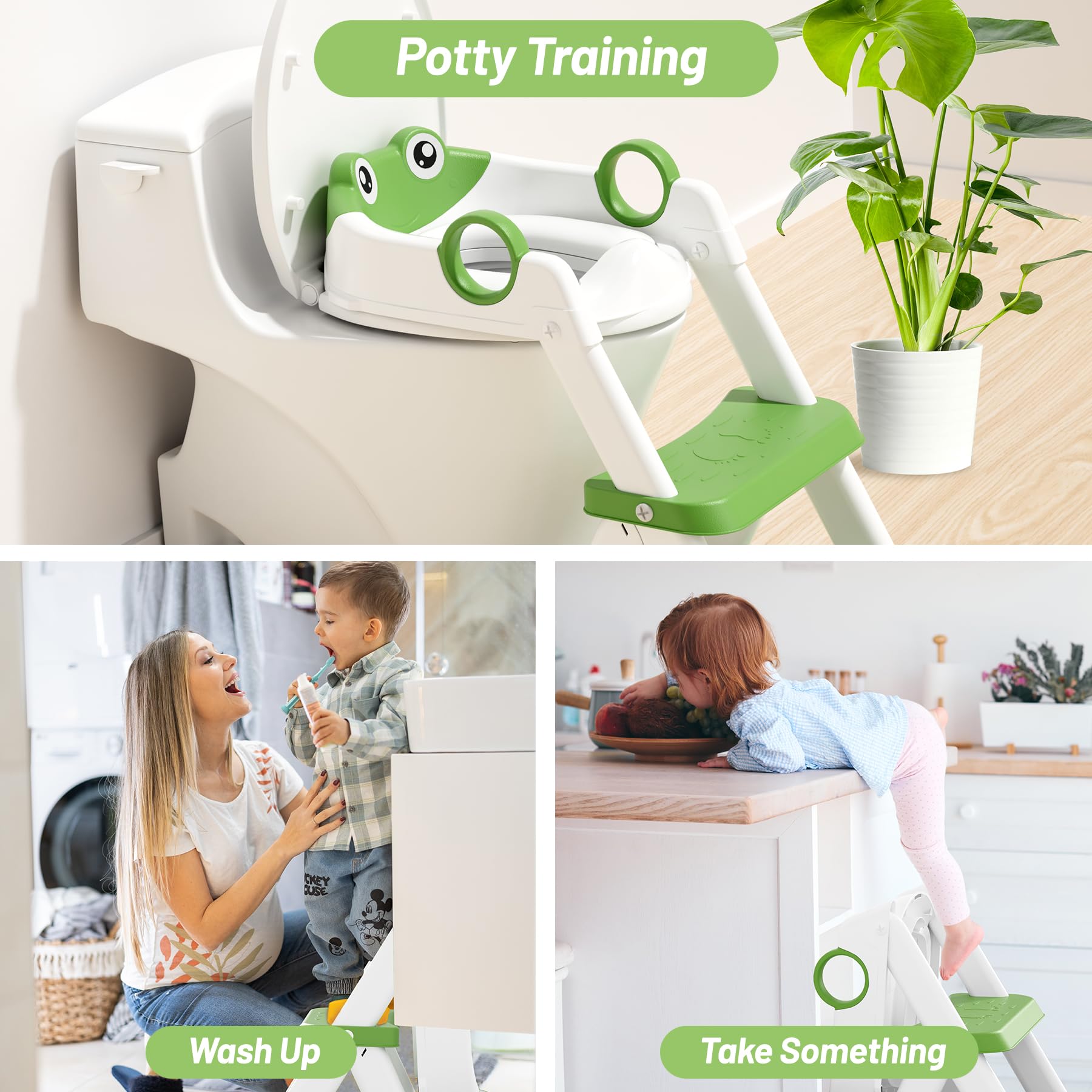 Potty Training Seat, Upgrade Toddler Toilet Seat for Kids Boys Girls, 2 in 1 Potty Training Toilet, Splash Guard Anti-Slip Pad Step Stool(Blue)