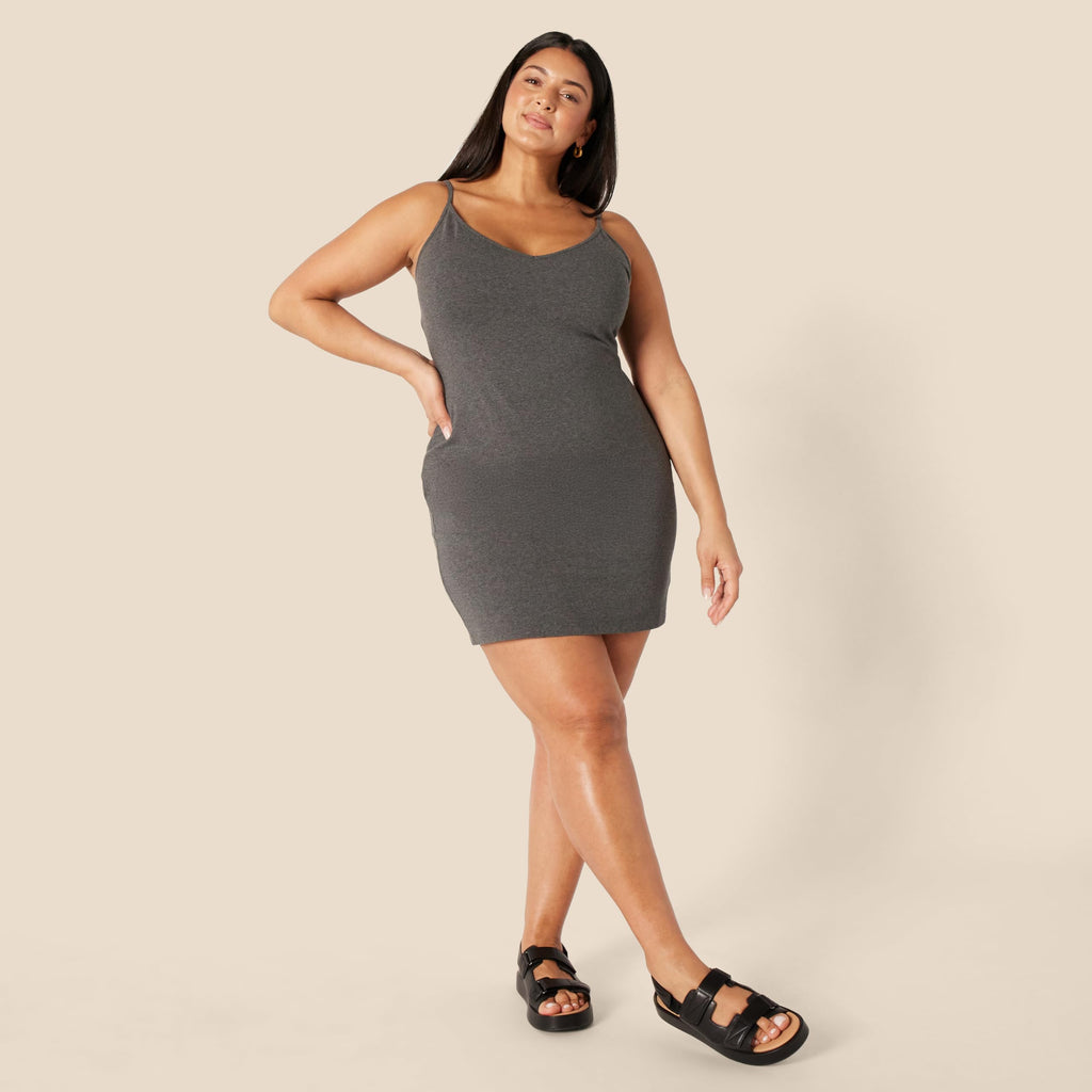 Amazon Essentials Women's Slim Fit Cotton Layering Slip Dress, Pack of 2