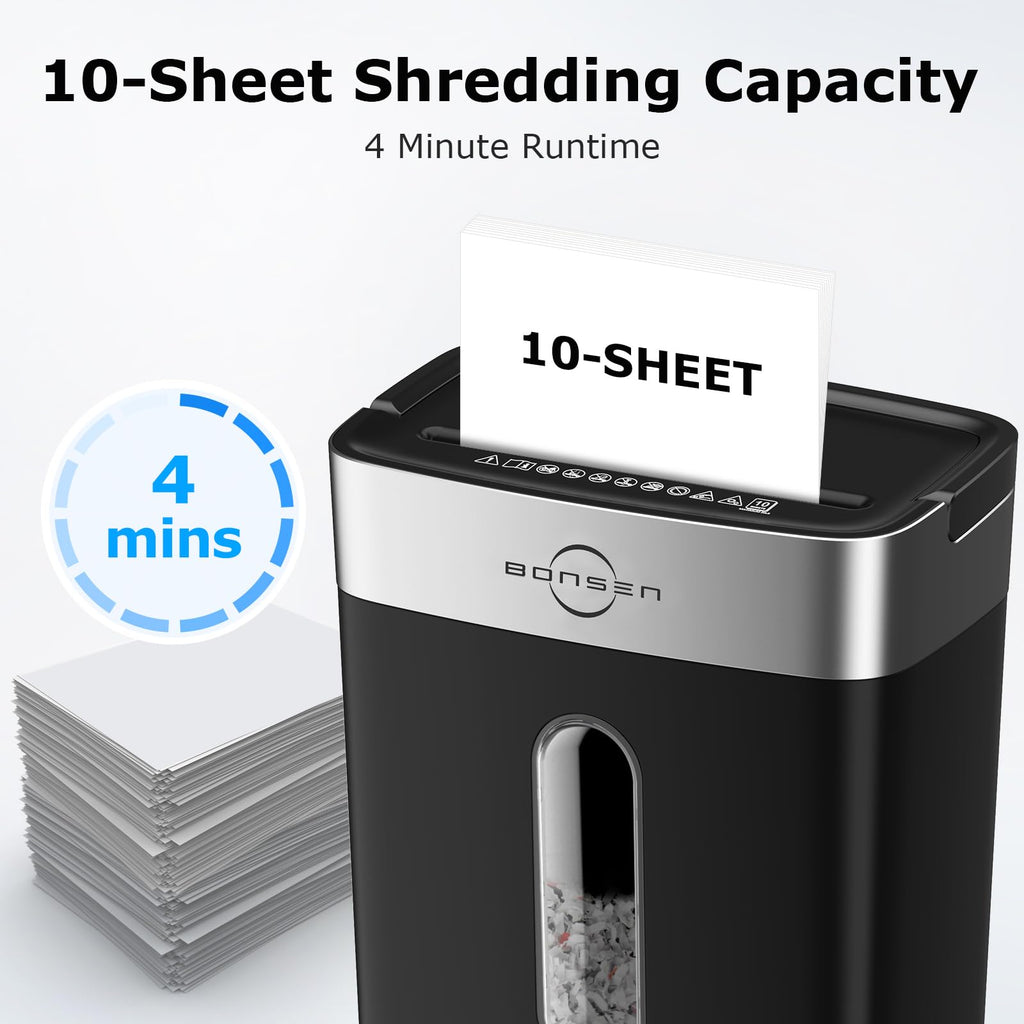 BONSEN Shredder for Home Office, 4 Gallons 8-Sheet Cross Cut Credit Card Shredder, Small Paper Shredder for Home Use, High Security Level P-4, ETL Certification (S3101)