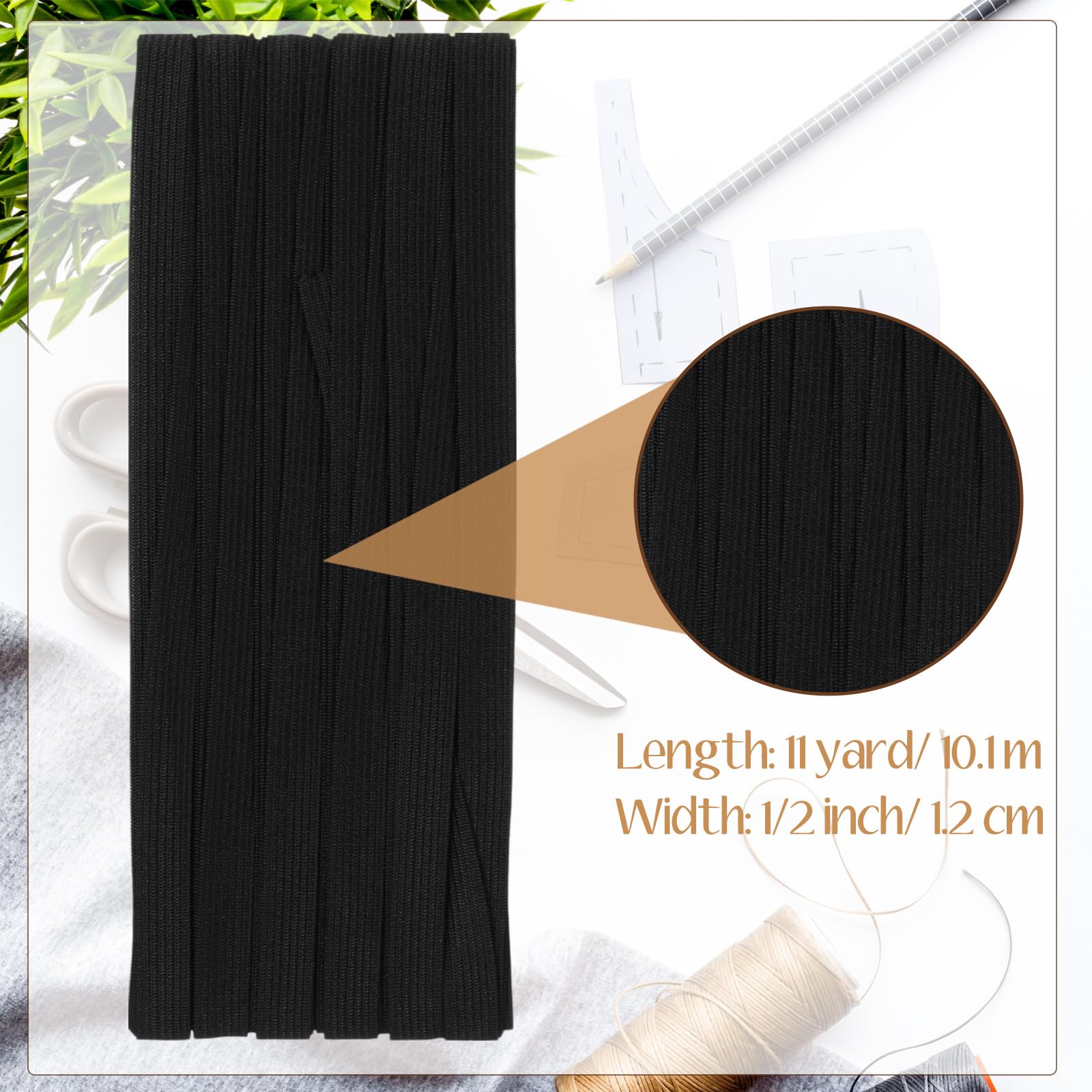 Shappy Elastic for Sewing Knit Elastic Band 1/2 Inch x 11 Yards (Beige)