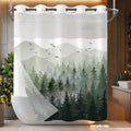 Stall Small Black and White Misty Forest Shower Curtain Ombre Gray Grey Mountain Pine Tree Waterproof Fabric Shower Curtains for Bathroom Nature Woodland Decorative Bath Curtain Decor 36×72 Inches