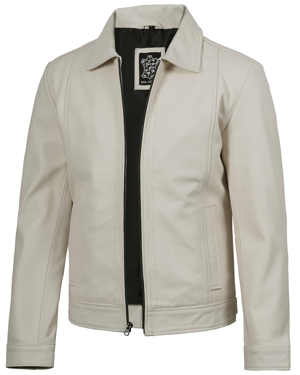 Decrum Vintage Style Mens Leather Jacket - Real Lambskin Classic Shirt Collar Leather Jackets for Men