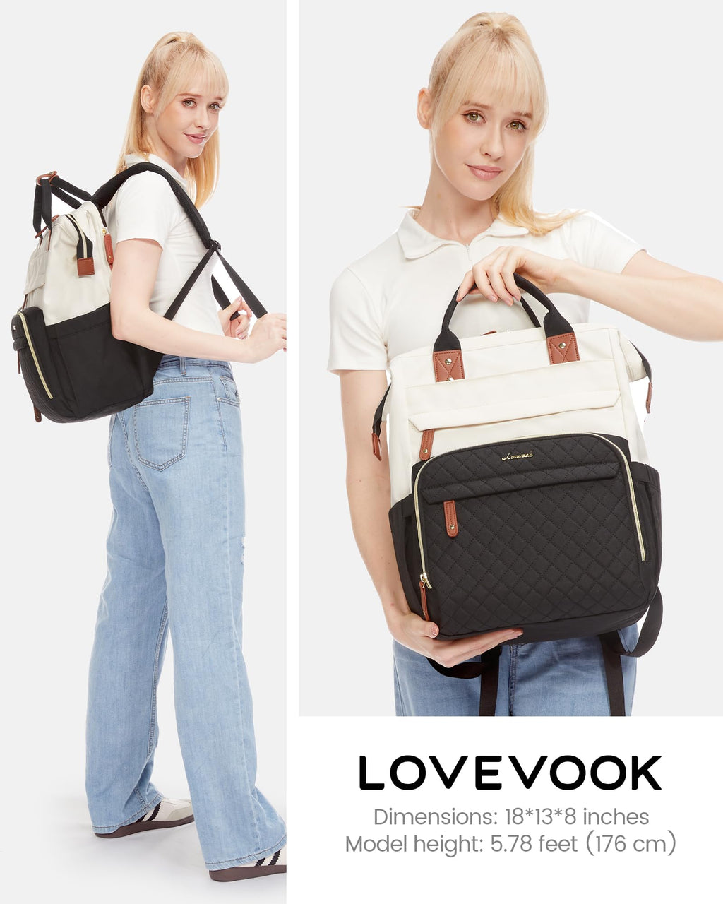 LOVEVOOK Laptop Backpack for Women, 15.6 inch Waterproof Nurse Bag Teacher Work Backpack Purse for Women, Travel Computer Backpack for College Office Business Ladies