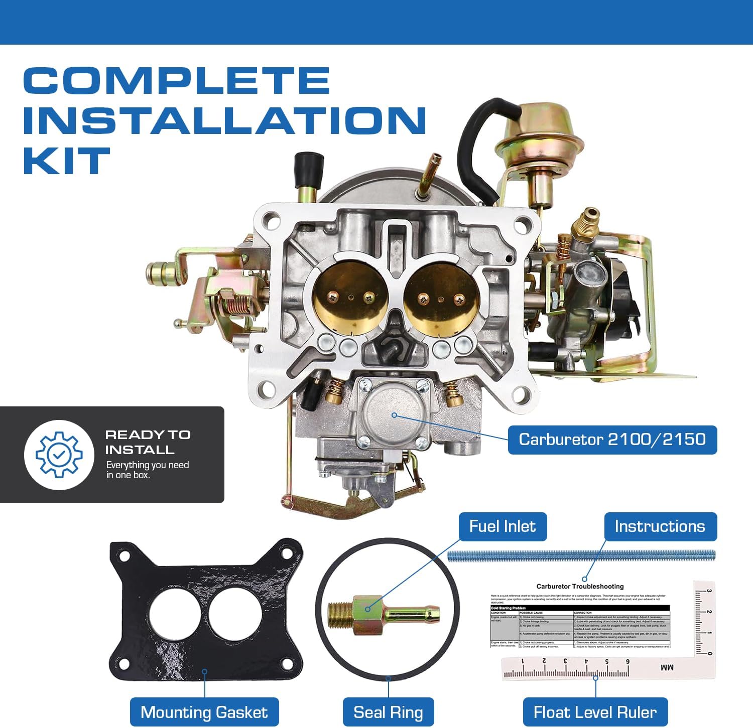 New Carburetor Two 2 Barrel Carburetor Carb Ford Carburator 2100 2150 For Ford 289 302 351 Cu Jeep Engine with Electric Choke