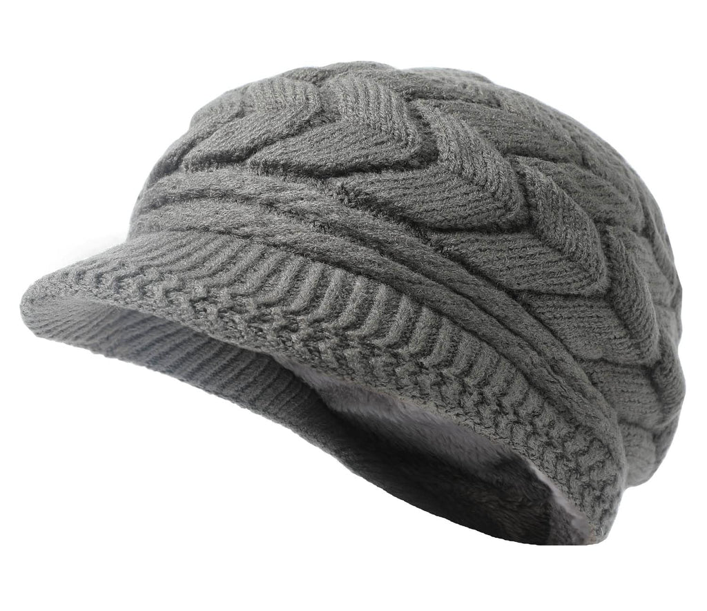 Women Winter Warm Knit Hat Wool Snow Ski Caps with Visor