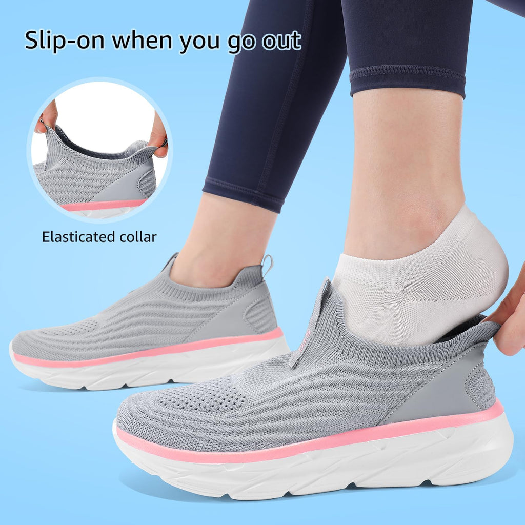 STQ Womens Walking Shoes Slip On Tennis Shoes Comfortable Lightweight Memory Foam Orthopedic Sneakers for Indoor Outdoor Gym Workout Sports