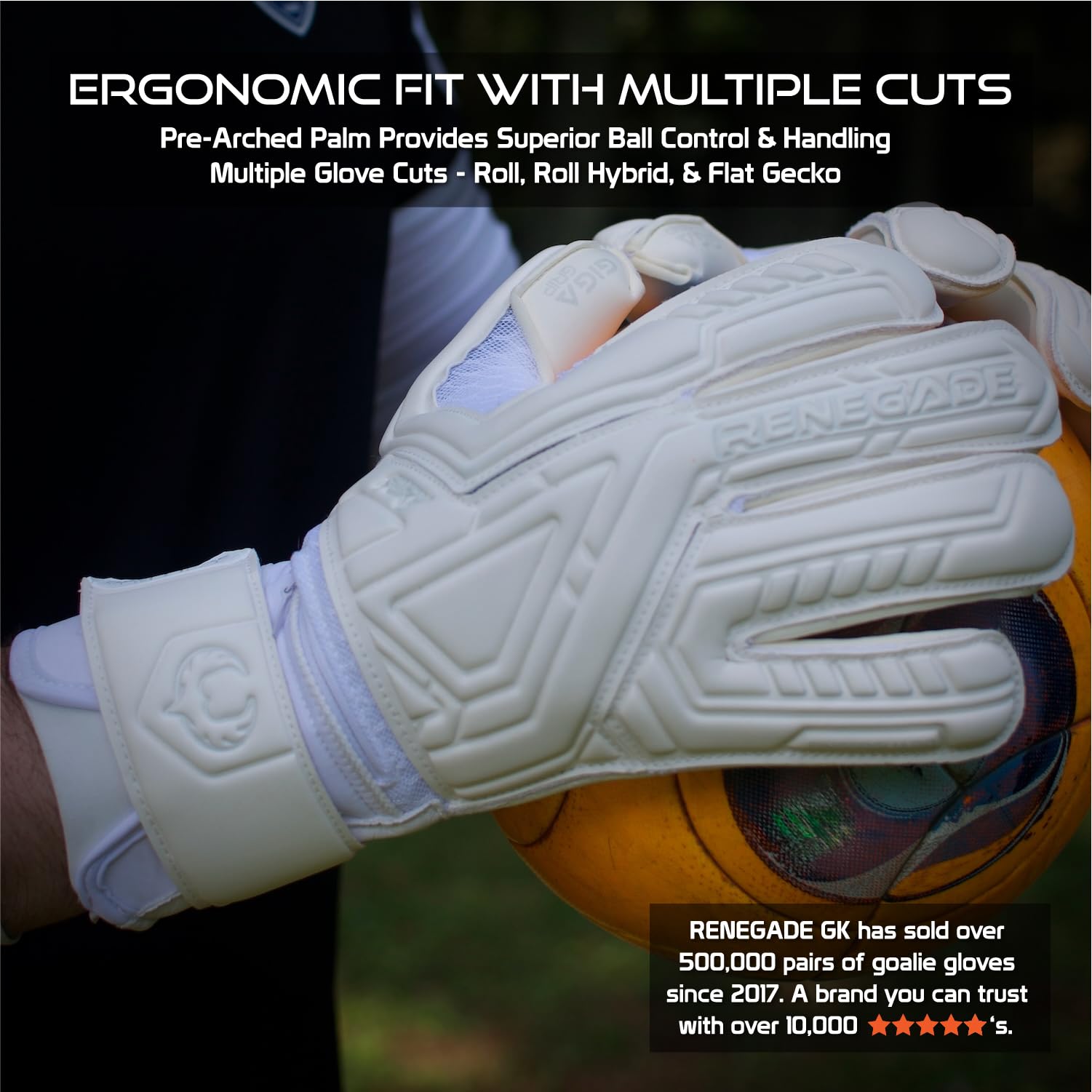 Renegade GK Fury Goalie Gloves with Microbe-Guard - Adult, Youth, Kids (Sizes 6-11) Pro-Tek Fingersaves & 4+3MM Giga Grip | High Performance Pro-Level Goalkeeper Glove | Based in USA