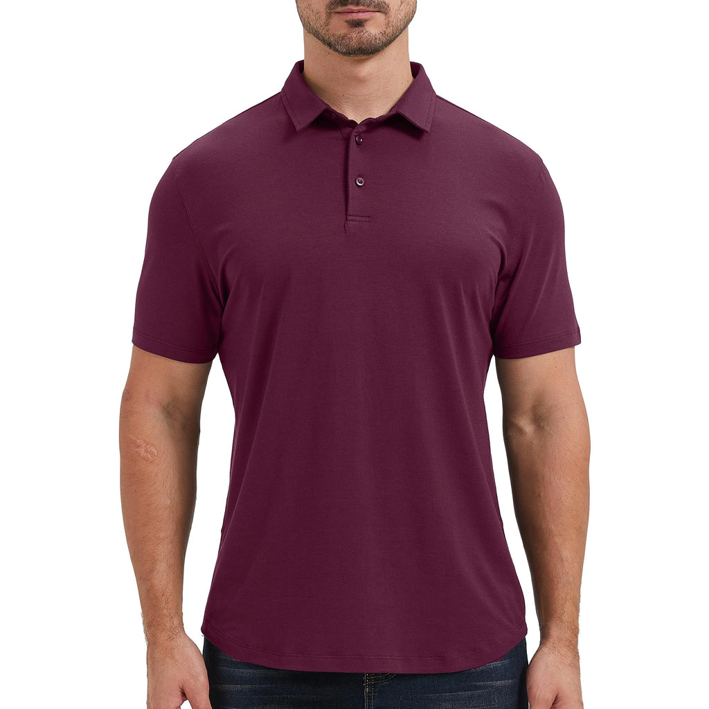 netdraw Mens Lightweight Bamboo Viscose Polo Ultra Soft Curved Hem UPF 50+ Casual Collared Golf Shirt
