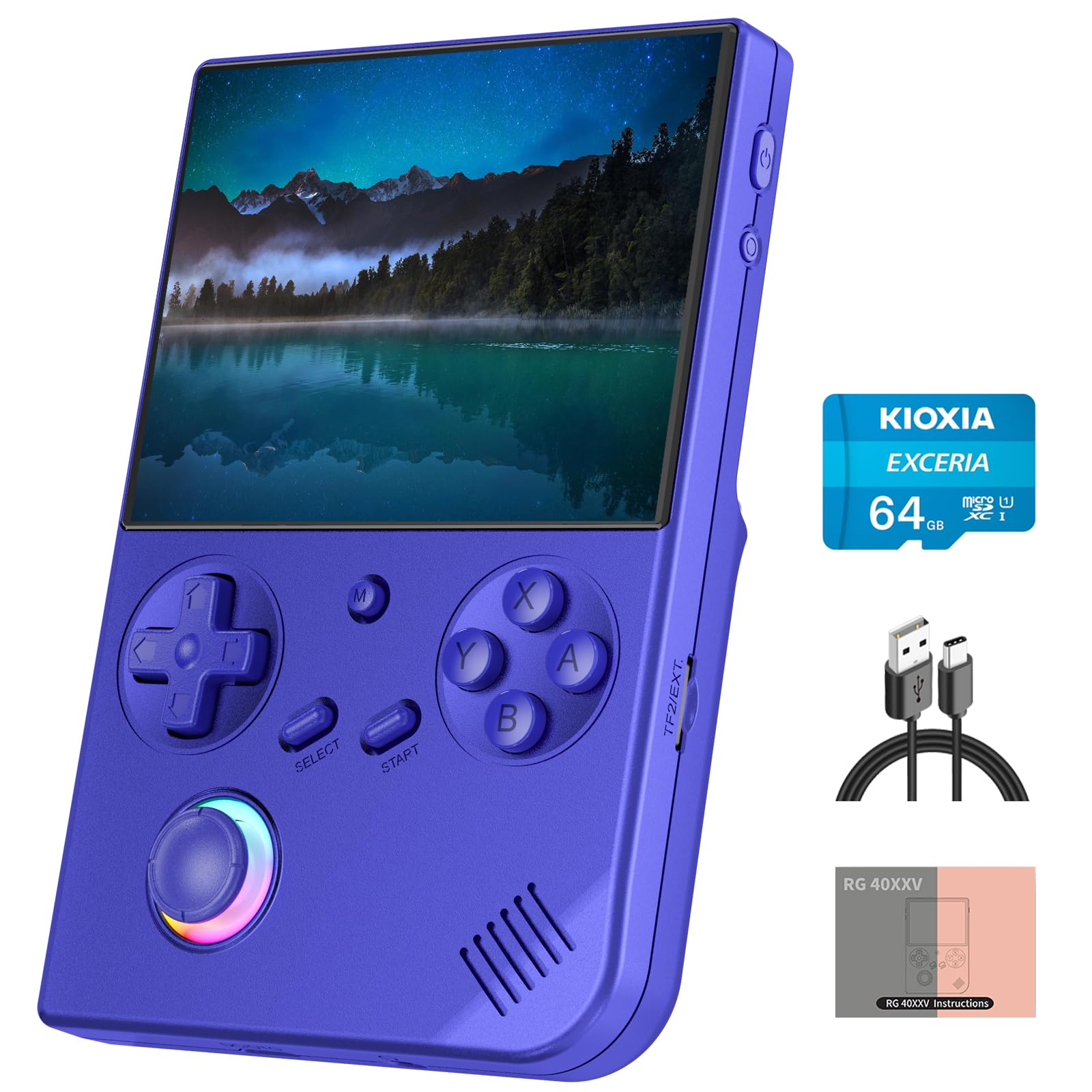Anbenric RG40XX V Retro Handheld Game Console, 4.0 Inch IPS, Linux OS, 64GB Preloaded Classic Games, H700 Quad-Core, WiFi Bluetooth, Ideal for Travel, Commute, Home & Outdoor Entertainment(Indigo)