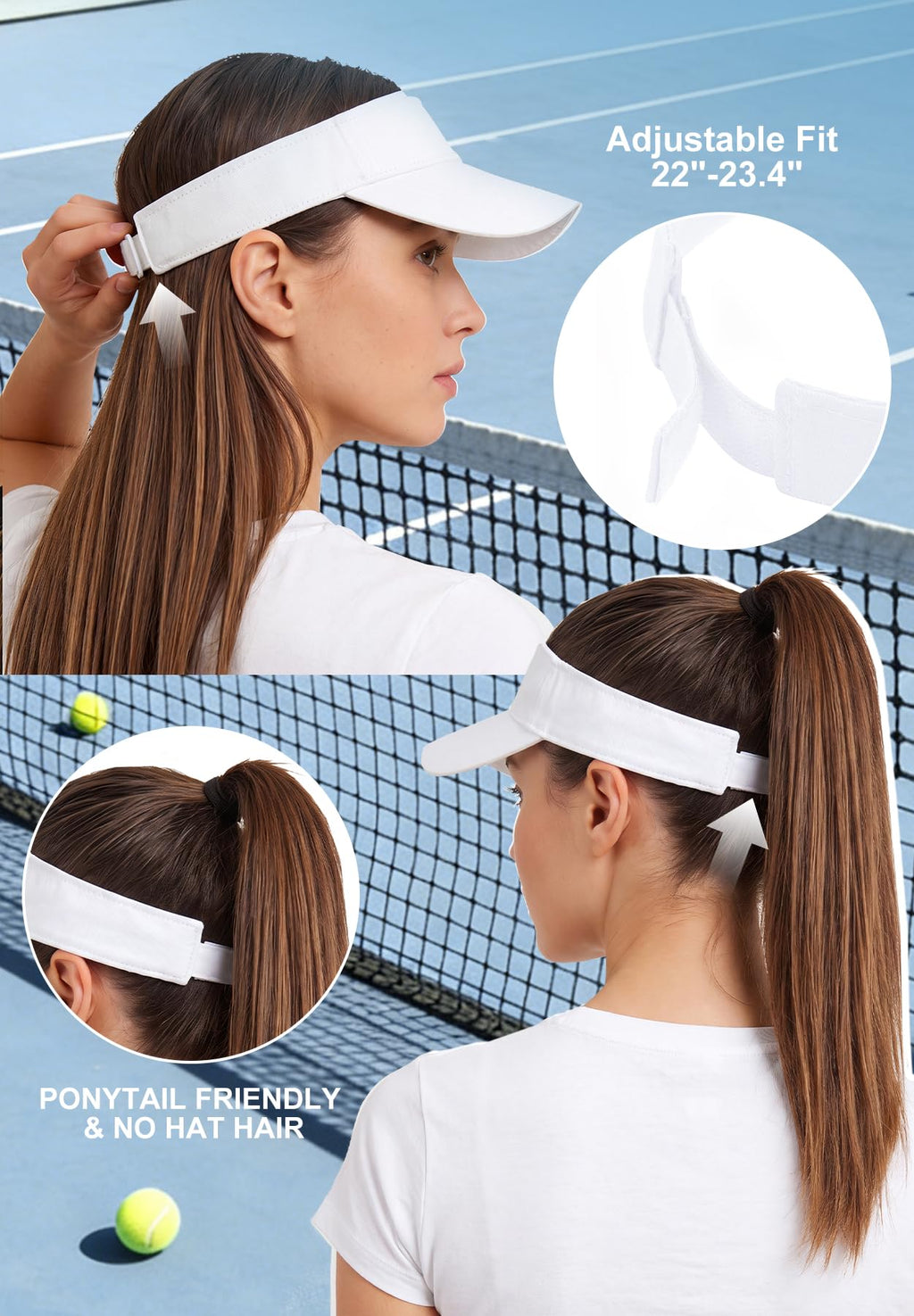 Zando 3.2" Structured Brim Sun Visor Hats for Women, Quick-Dry Lightweight Sports Visor for Golf, Tennis, Pickleball