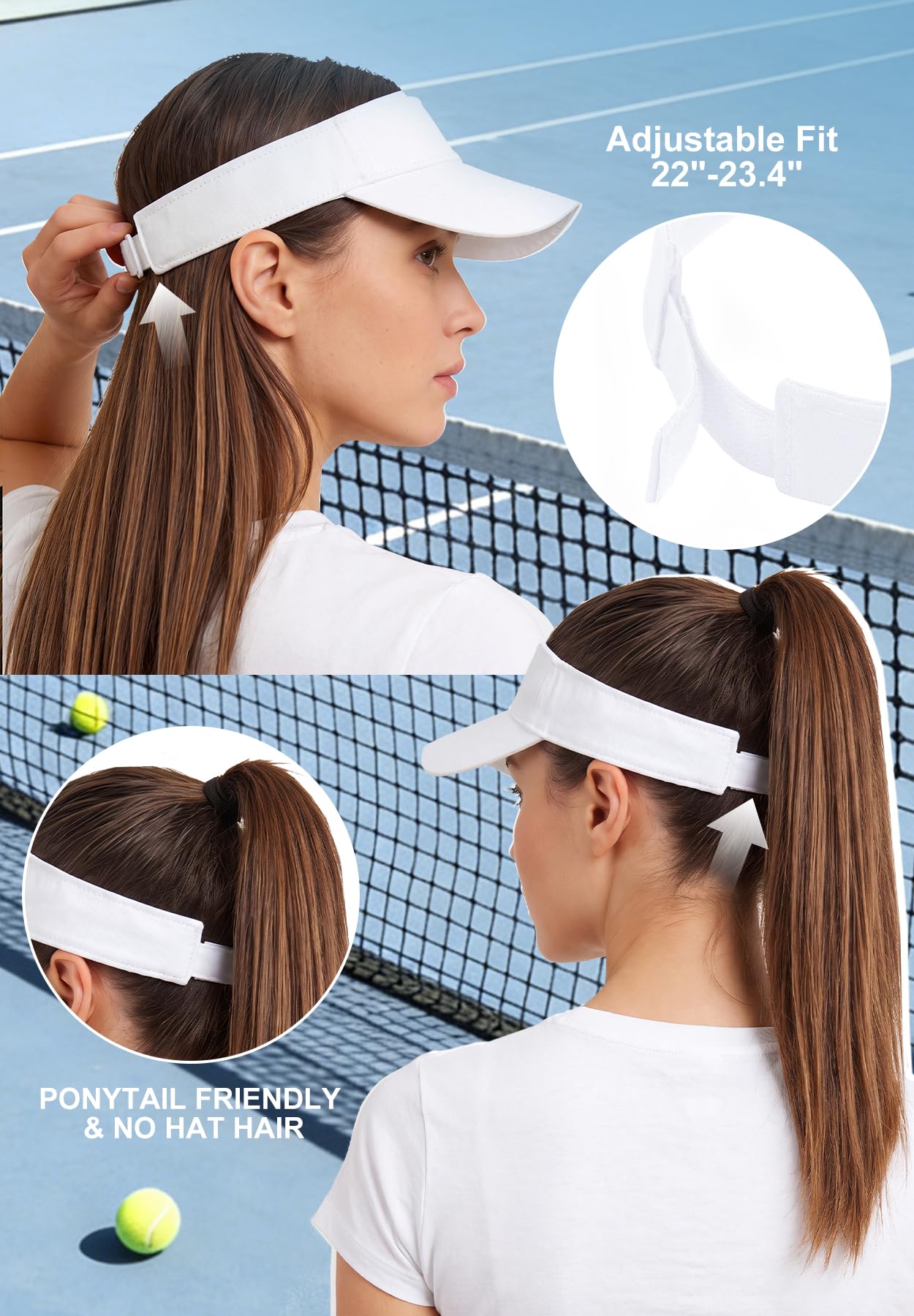Zando 3.2" Structured Brim Sun Visor Hats for Women, Quick-Dry Lightweight Sports Visor for Golf, Tennis, Pickleball