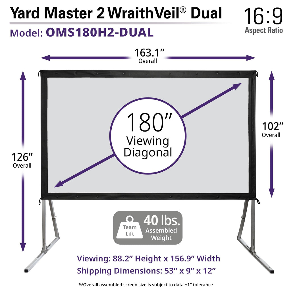 Elite Screens 100-inch Wraith Veil DUAL, 16:9, 0.8 Gain, 150° Viewing Angle, Front & Rear Projection Screen, Yardmaster 2 OMS100H2-Dual
