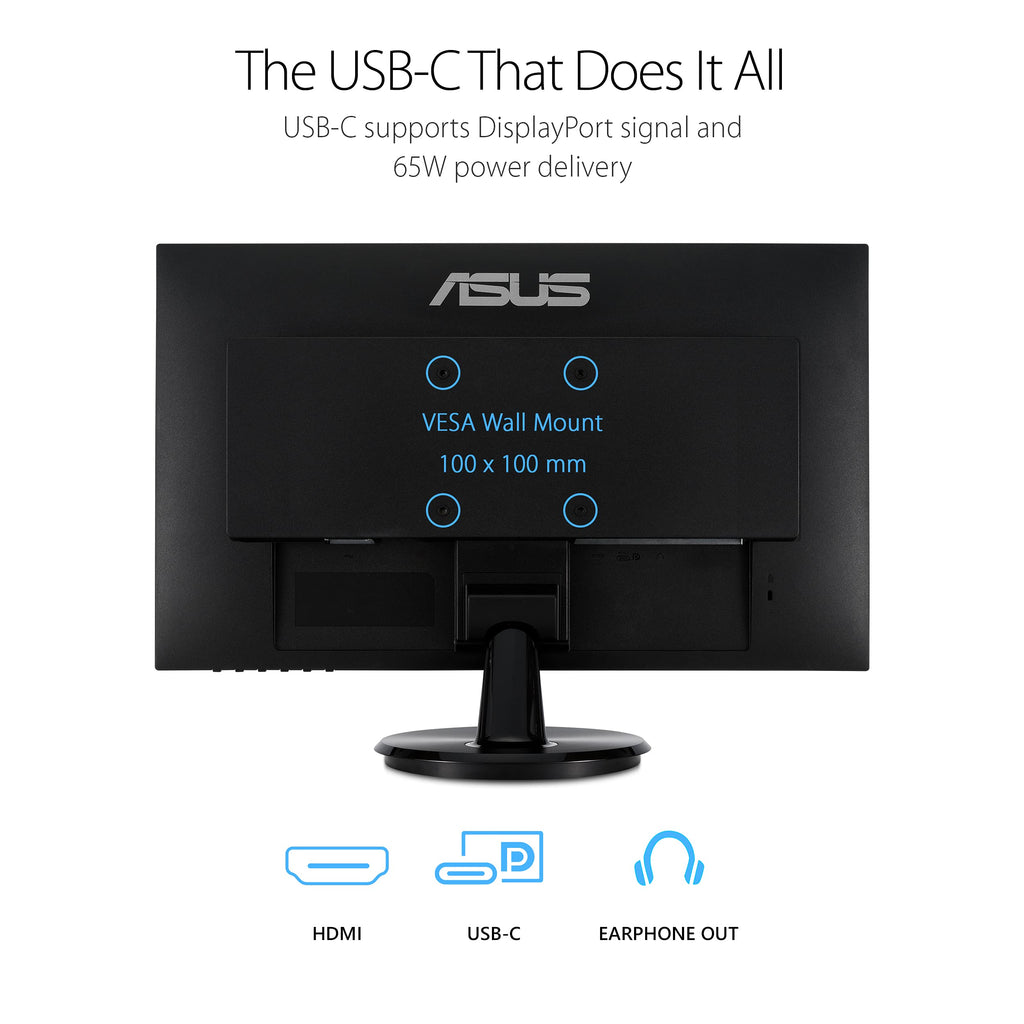 ASUS 22” Eye Care Monitor (VP229QF) – 100Hz, IPS, Full HD, 99% sRGB, Frameless, Adaptive-Sync, DisplayPort, HDMI, Low Blue Light, Flicker Free, Wall Mountable, 3 yr Warranty