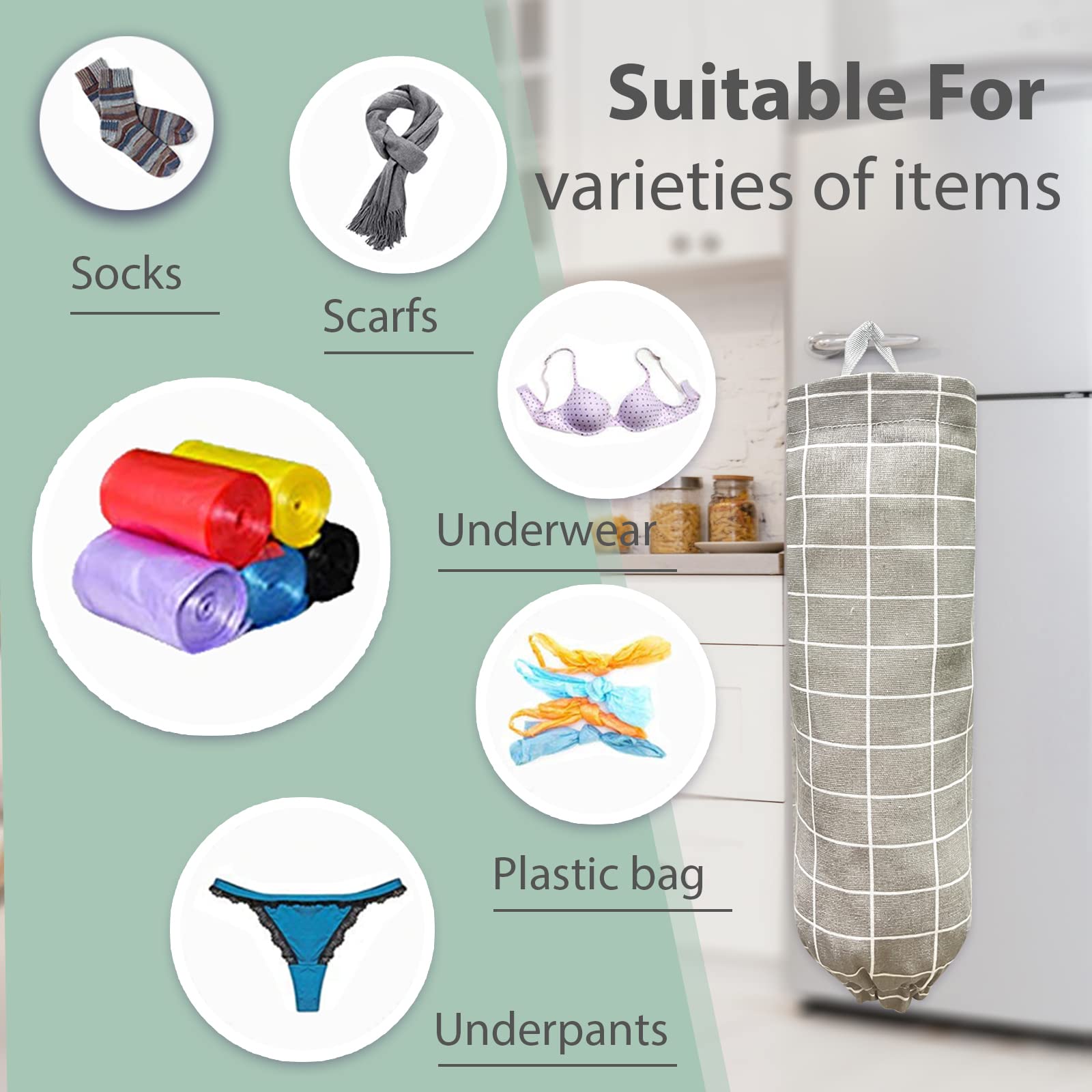Plastic Bag Holder，Reusable Grocery Bag Holder，Wall Mount Plastic Bag Organizer Shopping Bags Carrier，Washable Large Grocery Bag Storage Dispenser for Home Kitchen Travelling Decor, 1 Pack，Alpaca