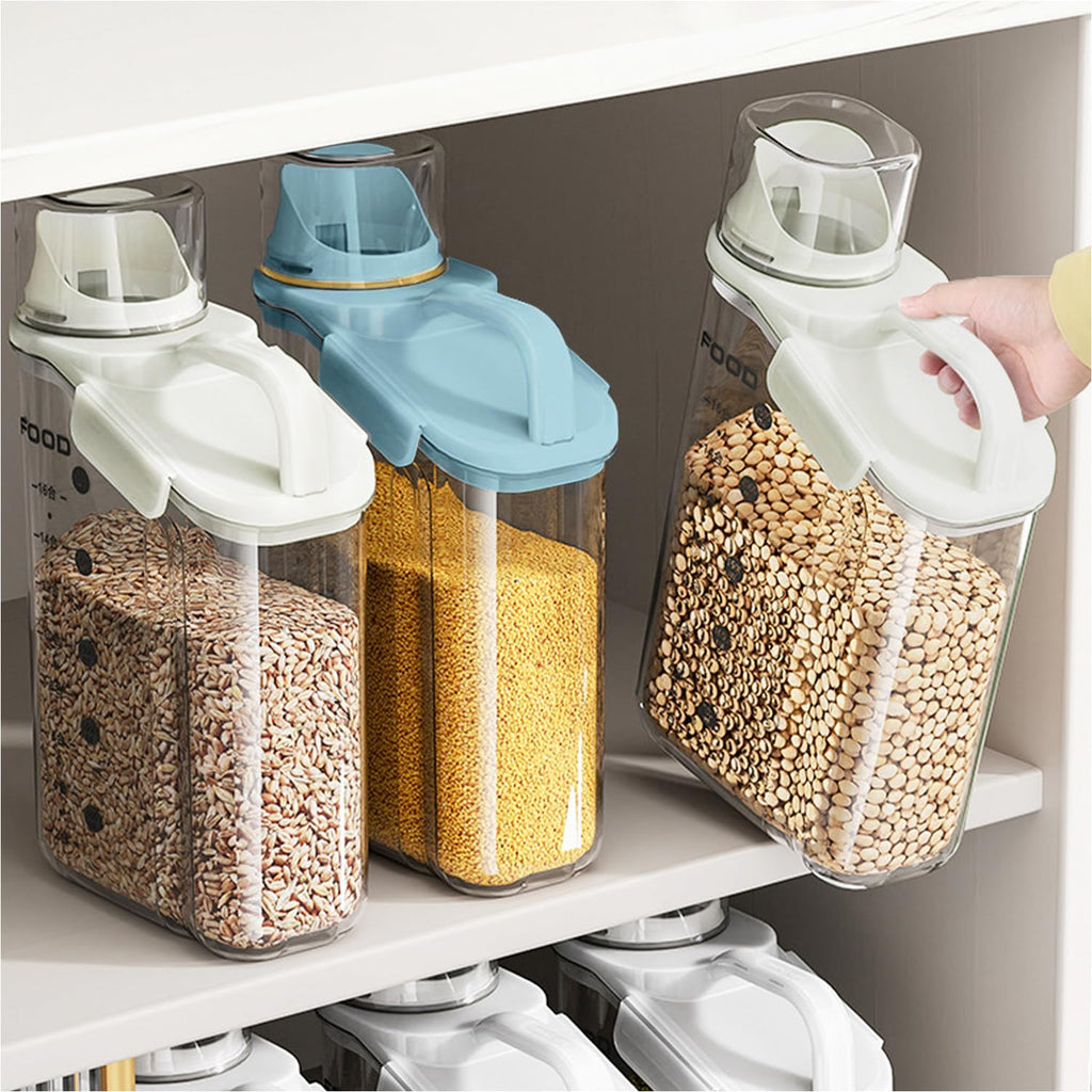LANGMINGDE 1 Piece Cereal Containers Storage, 2.8L/95oz Airtight Large Dry Food Storage Containers with Pouring Spout Measuring Cup for Snacks Grain Rice,BPA Free Dispenser Plastic Bin, 1PC