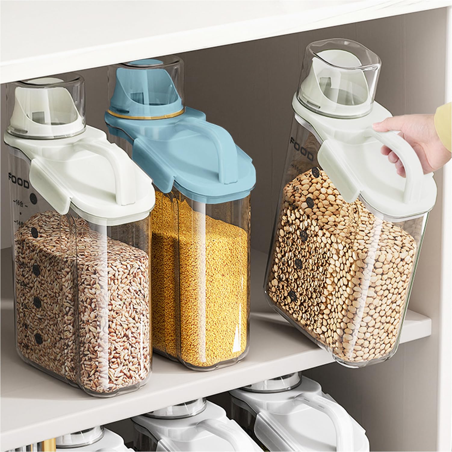 LANGMINGDE 1 Piece Cereal Containers Storage, 2.8L/95oz Airtight Large Dry Food Storage Containers with Pouring Spout Measuring Cup for Snacks Grain Rice,BPA Free Dispenser Plastic Bin, 1PC