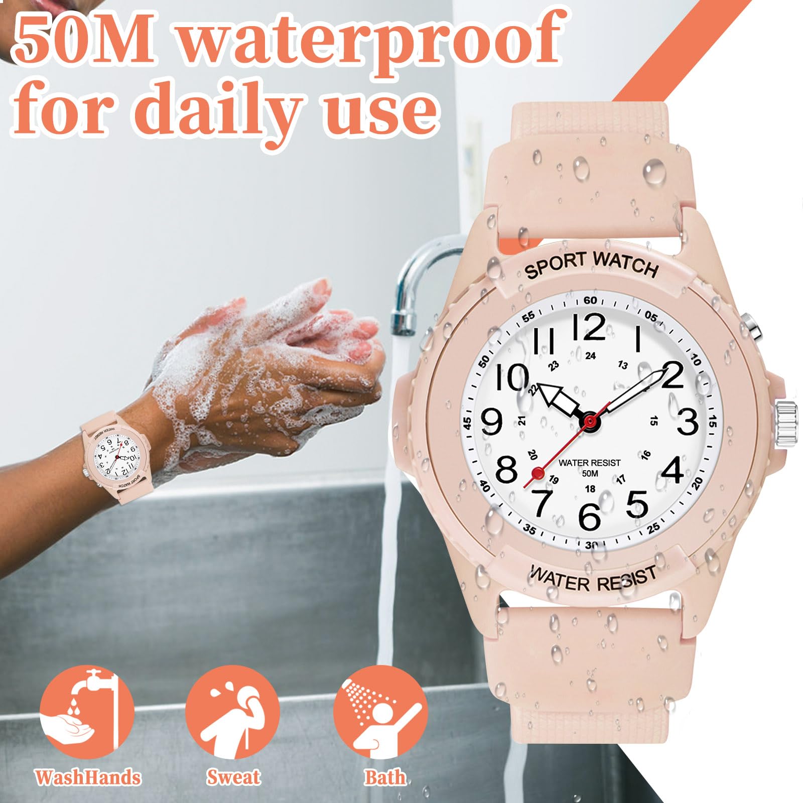 PROKING Waterproof Nurse Watch for Medical Professionals Students Women Men, Night Light, 12/24 Hour Military Time Easy to Read Dial, Second Hand Watch for Nursing Day Gifts