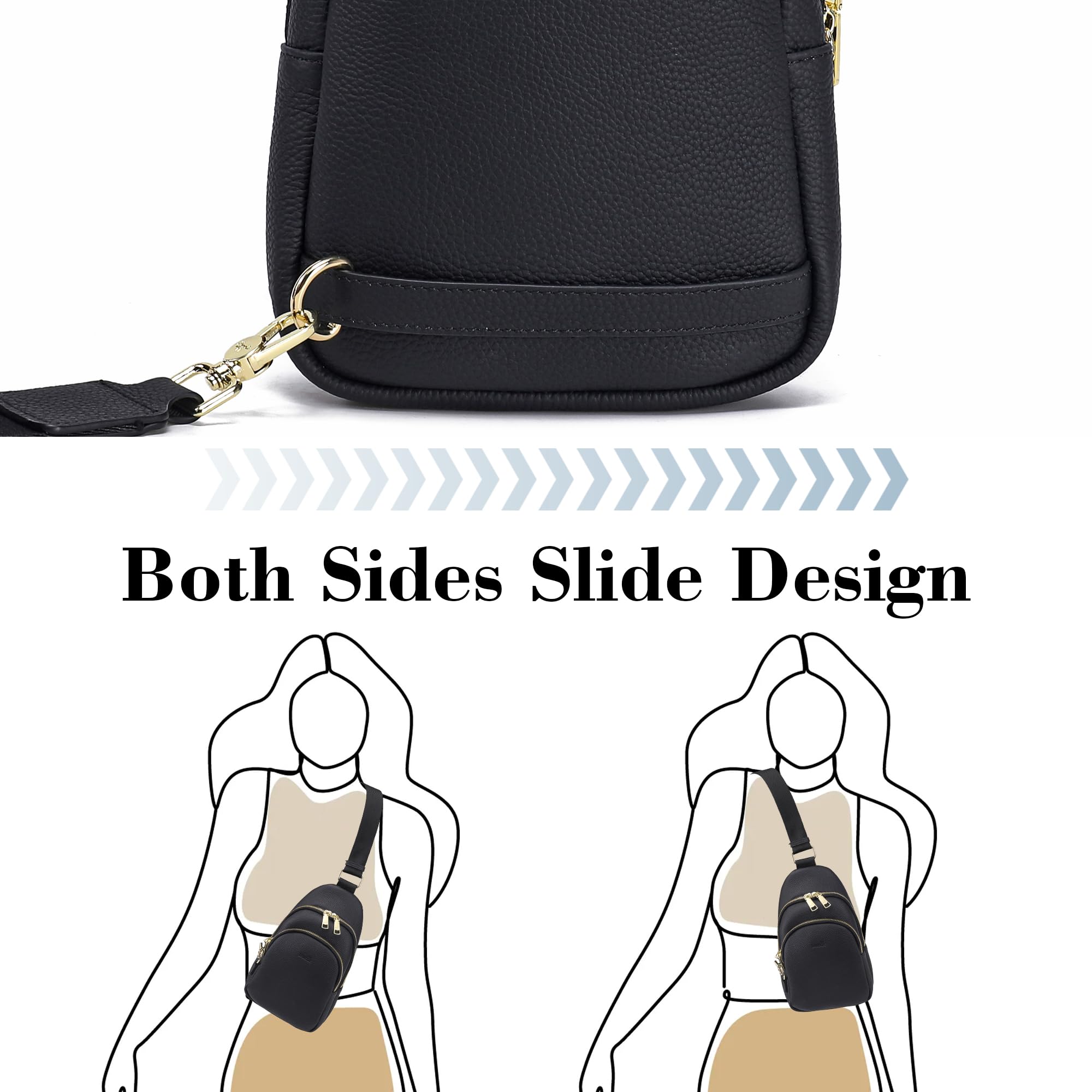 INICAT Small Crossbody Sling Bags Faux Leather Fanny Packs Purses for Women Everyday & Travel