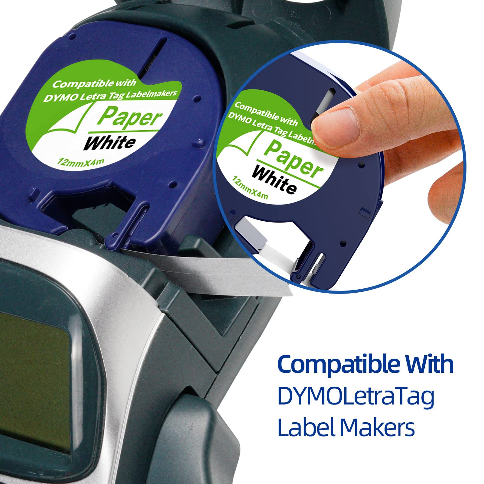 5 X Plastic Clear Label Maker Refills Replacement for Dymo Letratag Refills, Compatible with Dymo Label Maker Refills 12mm x 4m Letratag Replacement for Letra Tag for LT100T LT100H QX50