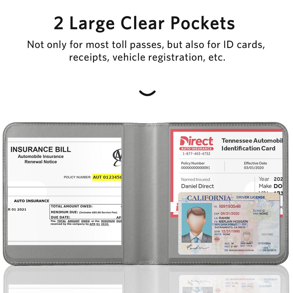 CoBak Car Registration and Insurance Holder - Men and Women Small Lightweight Vehicle Glove Box Car Organizer, Auto Truck Comparment Accessories Case for Essential Document, Driver License (Black)