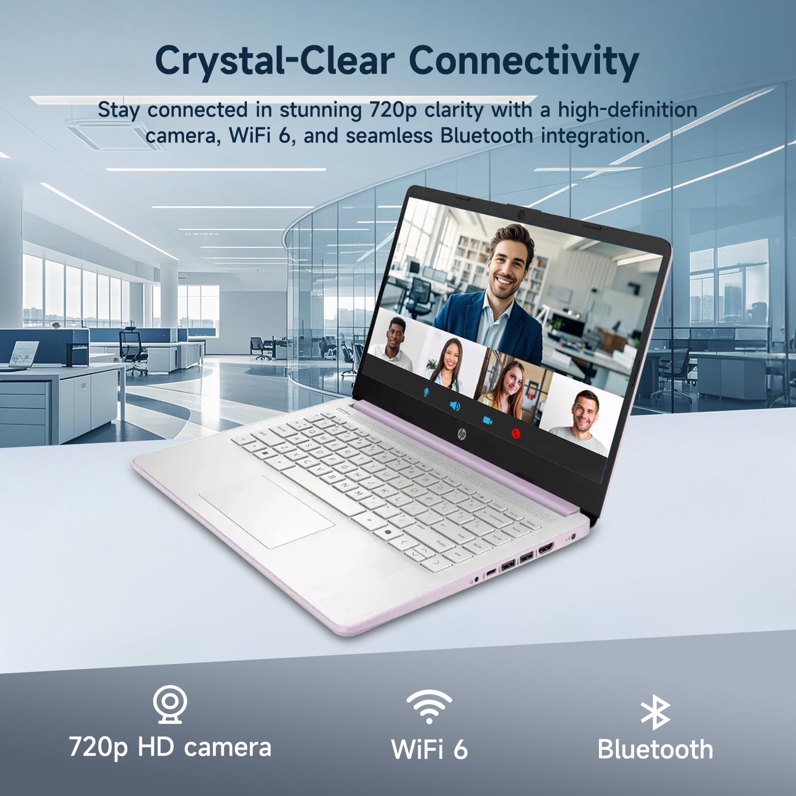 HP 14 Laptop, Quad-Core (Beat i3) 16GB RAM 256GB Storage(128GB UFS + 128GB SD Card) 1-Year Office 365 Copilot AI Computer for Student Study Back to School Win11 w/GM Accessory