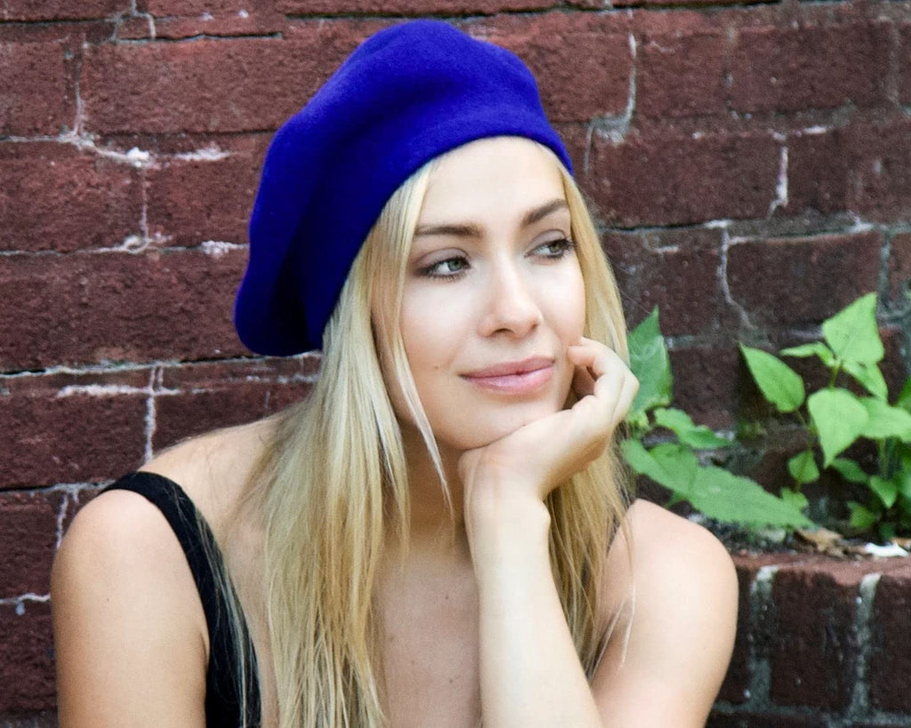 Women French Wool Beret Hats - Solid Color Classic Beanie Winter Cap