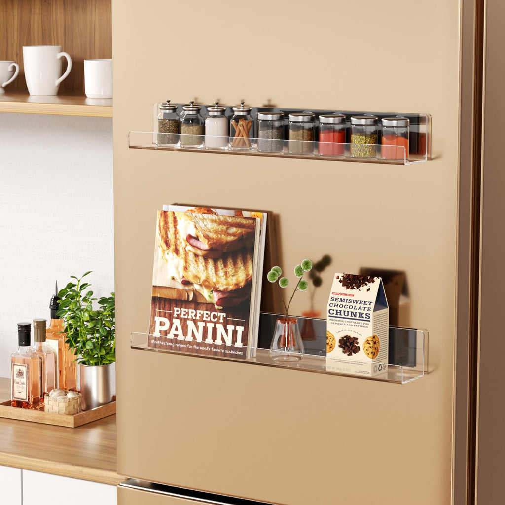 Magnetic Book Shelf for Whiteboard, Reusable Acrylic Book Display Shelf with Strong Adsorption Capacity, Magnetic Book Holder for Classroom Refrigerator Office Teacher Kids, Black