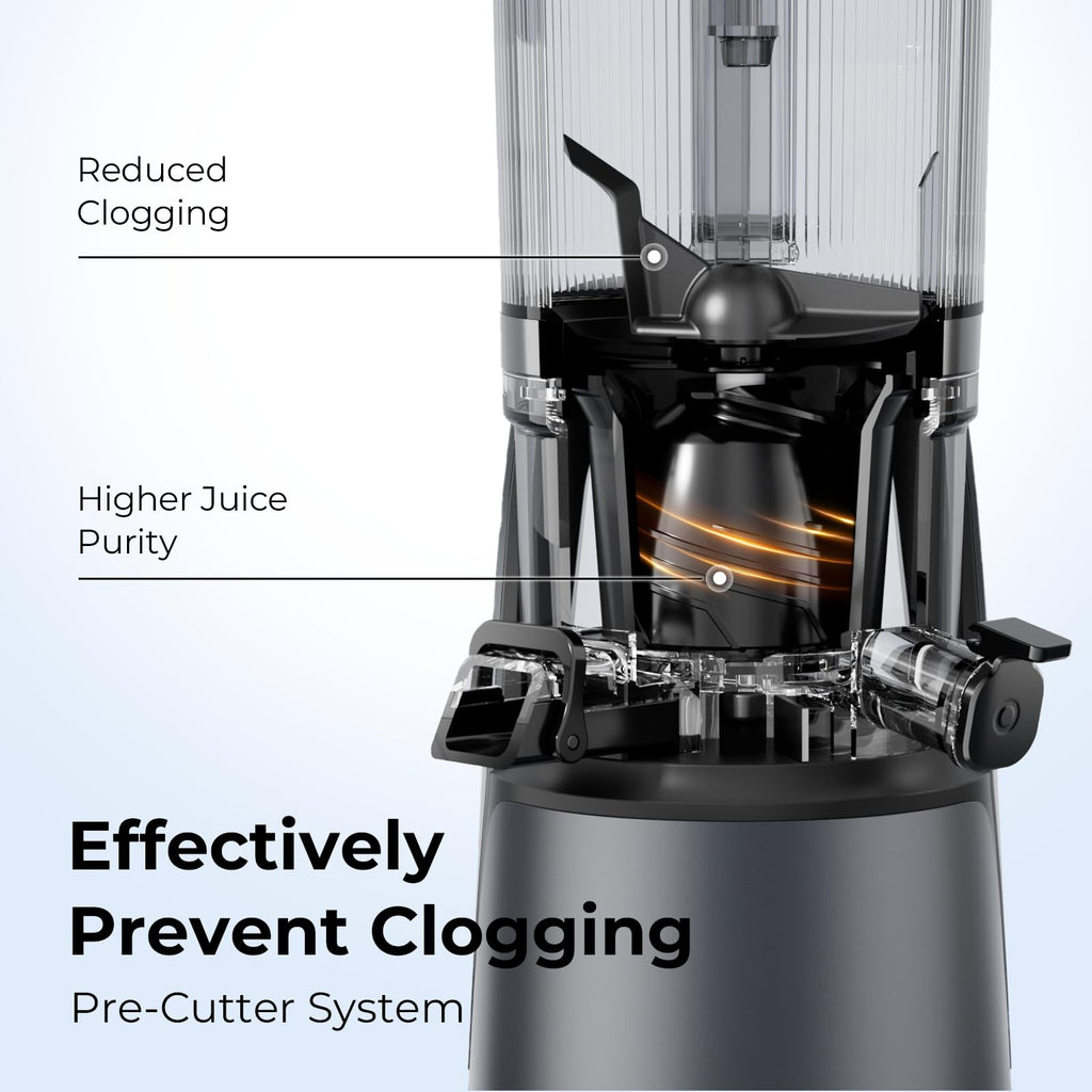 EanOruus Juicer Machines, 3-in-1 Cold Press Juicer with 6.5" Extra Large Chute, 100oz Large Capacity, AC Motor, Makes Juice, Nut Milk & Sorbet, Bright White