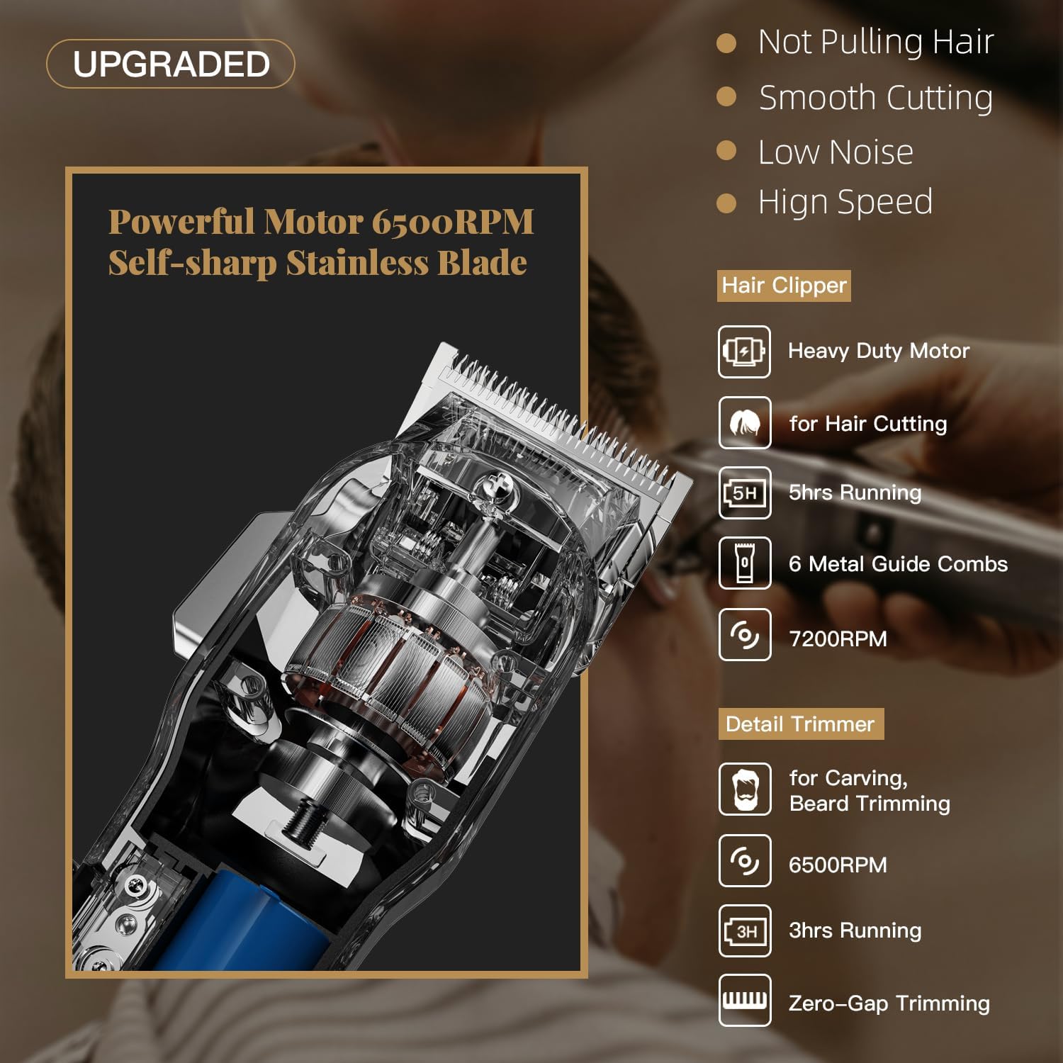 AngFan Professional Hair Clippers for Men Cordless Clipper & Trimmer Set | LCD Display,7200RPM High-Speed Motor,5H Runtime,Wall-Mountable Barber Tools,for Home Use & Professional Barbers