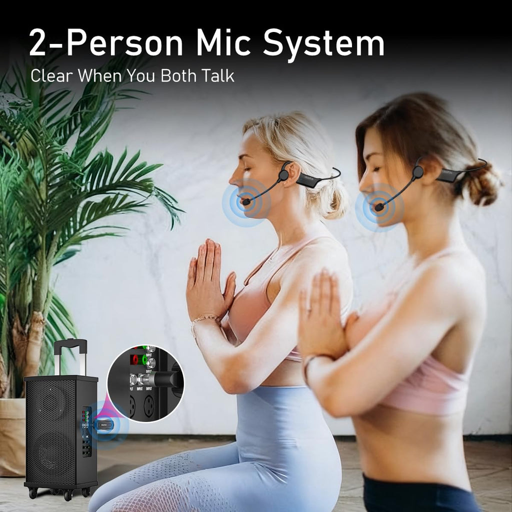 KIMAFUN 2.4G Fitness Headset Wireless Microphone, IP67 Waterproof Sweatproof Microphone for Water Aerobics, Swimming Coach, Fitness Instructor, Yoga, Spinning, Training, Teaching, Speakers, GWP91