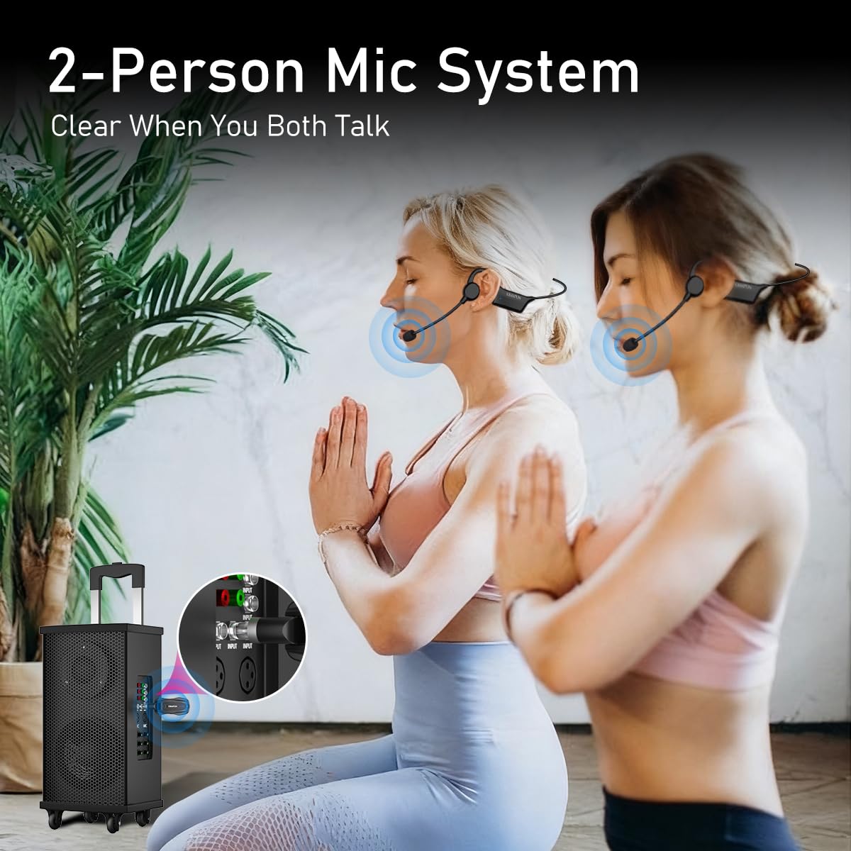 KIMAFUN 2.4G Fitness Headset Wireless Microphone, IP67 Waterproof Sweatproof Microphone for Water Aerobics, Swimming Coach, Fitness Instructor, Yoga, Spinning, Training, Teaching, Speakers, GWP91