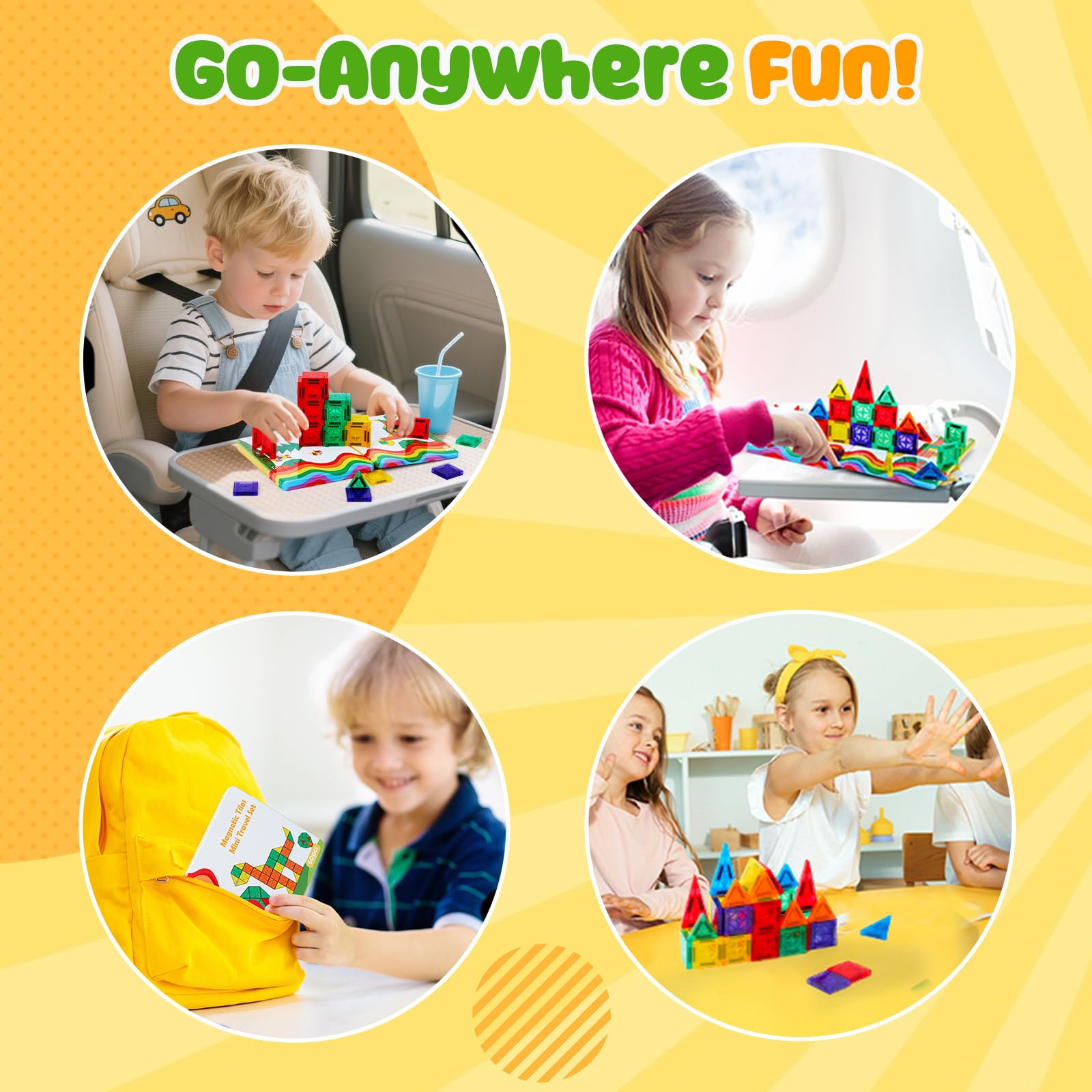 FNJO Magnetic Tiles, 110PCS Magnet Building Set, Magnetic Building Blocks, Construction STEM Learning and Playing Toys for Kids, Montessori Toy for Preschool Boys Girls
