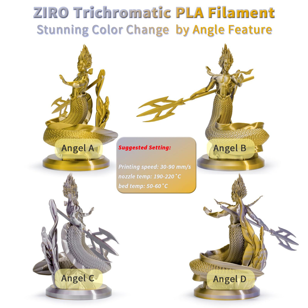 ZIRO Fast Color Change PLA, 1.75mm Color Gradient Filament, Glossy Rainbow PLA Filaments, Fit Most 3D Printer Pen, Shiny Surface 1KG/2.2lbs Spool, Aqua Sky (Silk)