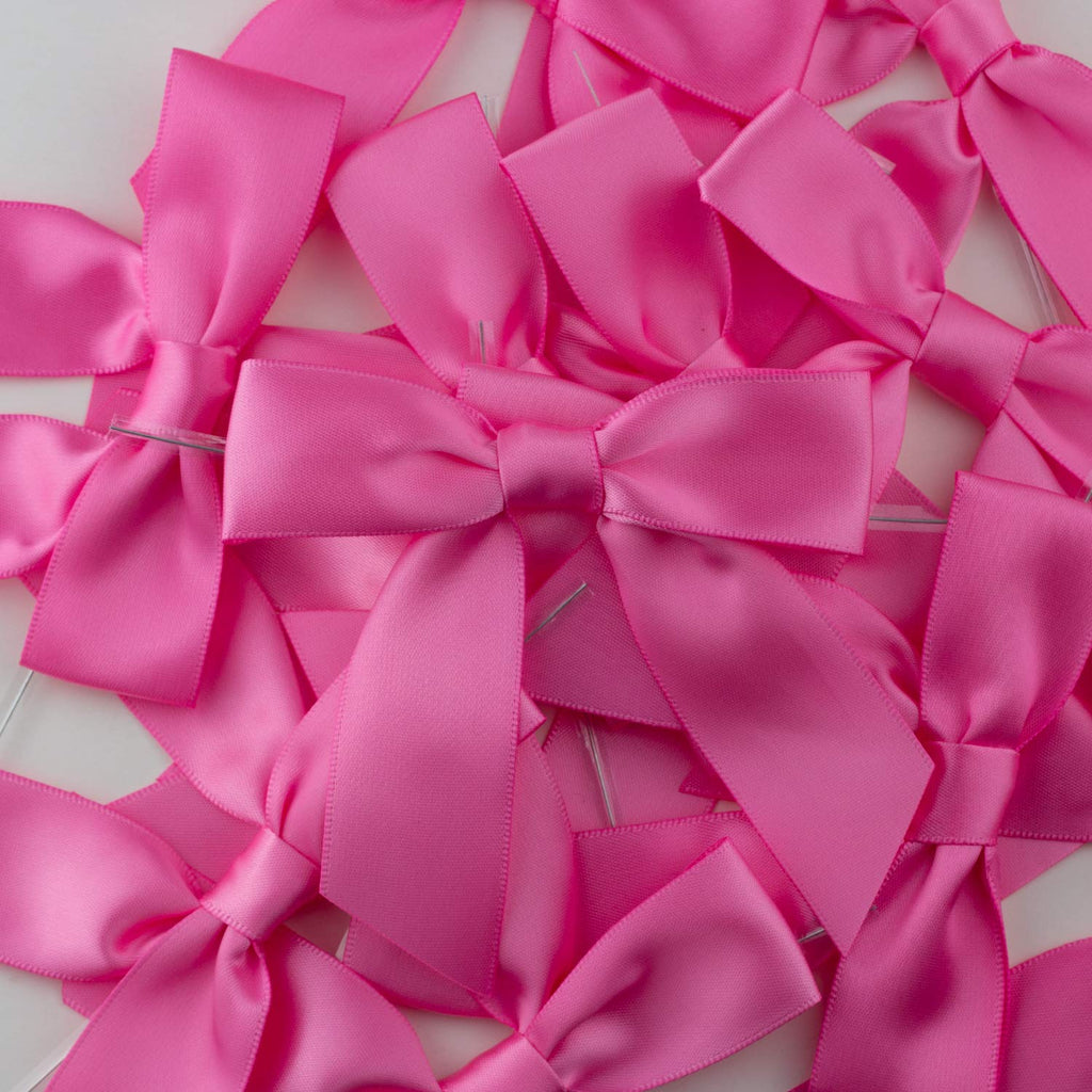 7Rainbows 50pcs Boutique 1.5" Black Satin Ribbon Mini Bows for Craft Sewing Scrapbooking Wedding and Gift Wrapping