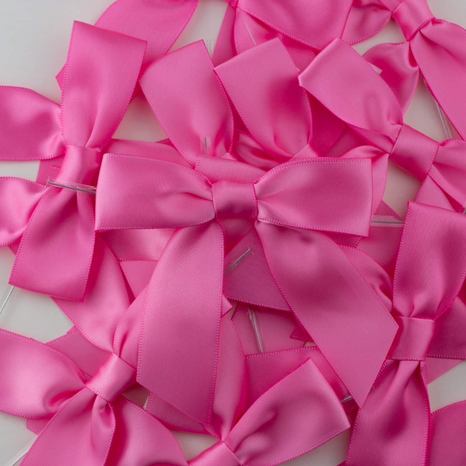 7Rainbows 50pcs Boutique 1.5" Black Satin Ribbon Mini Bows for Craft Sewing Scrapbooking Wedding and Gift Wrapping