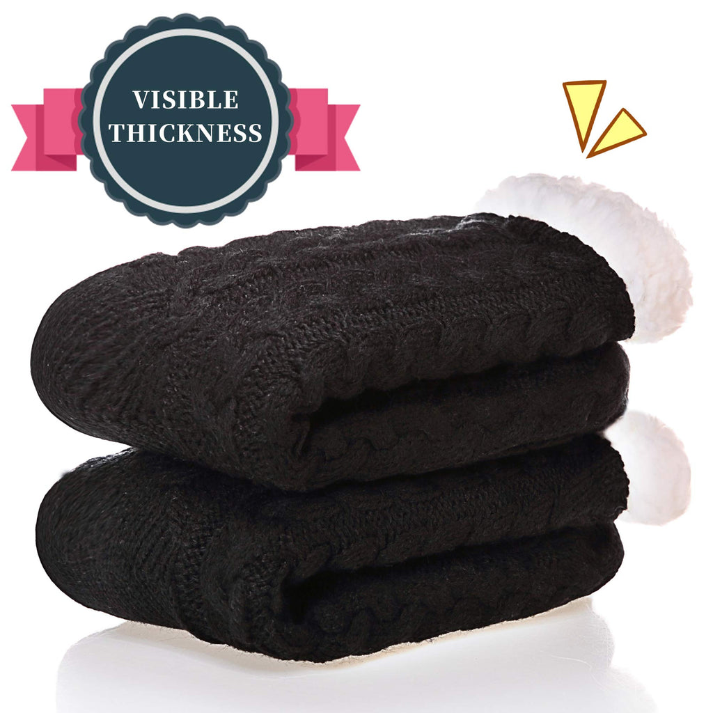 SDBING Women's Winter Super Soft Warm Cozy Fleece Lined Fuzzy Slipper Socks with Grippers