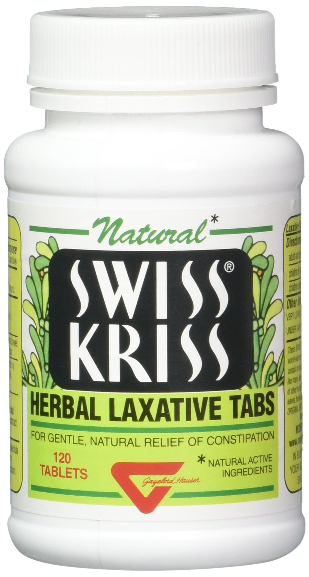 Swiss Kriss Herbal Laxative Tablets, Gentle & Natural Laxatives for Constipation Relief for Adults & Children Over Age 6, Works in 6-12 Hours, Senna Laxative, 120 Tablets Total