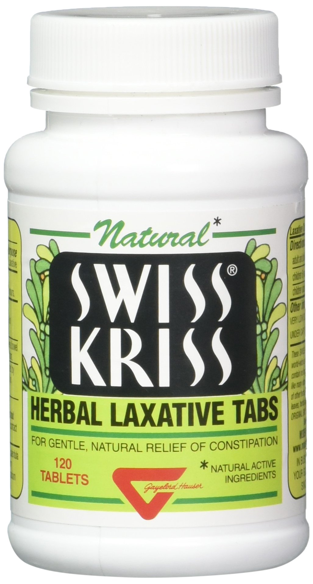 Swiss Kriss Herbal Laxative Tablets, Gentle & Natural Laxatives for Constipation Relief for Adults & Children Over Age 6, Works in 6-12 Hours, Senna Laxative, 120 Tablets Total