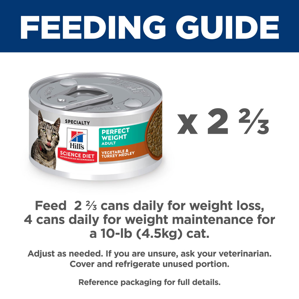 Hill's Science Diet Adult Perfect Weight Wet Cat Food, Roasted Vegetable & Chicken, 2.9 oz. Cans, 24-Pack