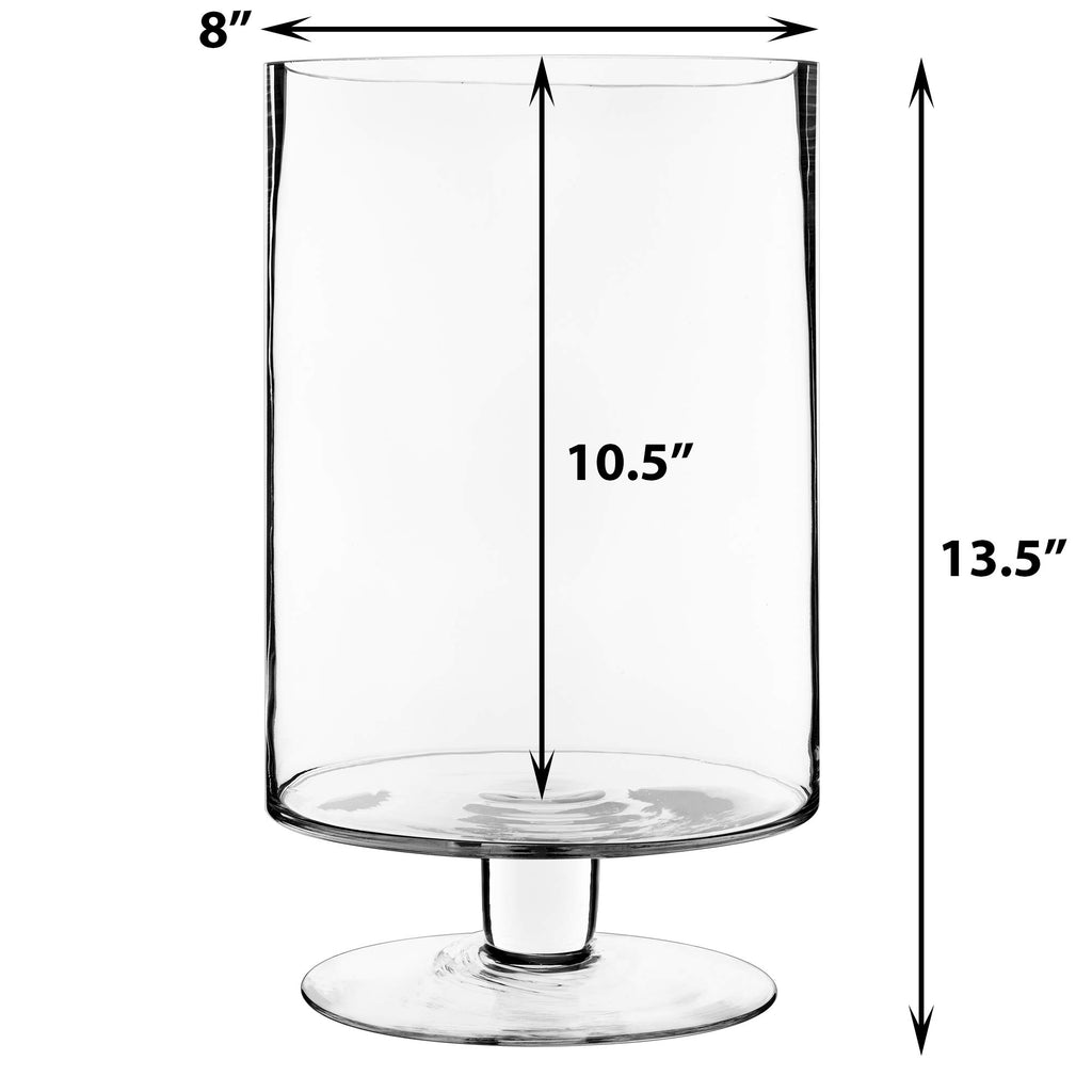 CYS EXCEL Glass Hurricane Pillar Candle Holder (H:6" W:3.75") | Multiple Size Choices Short Stem Candle Centerpieces | Stemmed Glass Cylinder Candle Vase