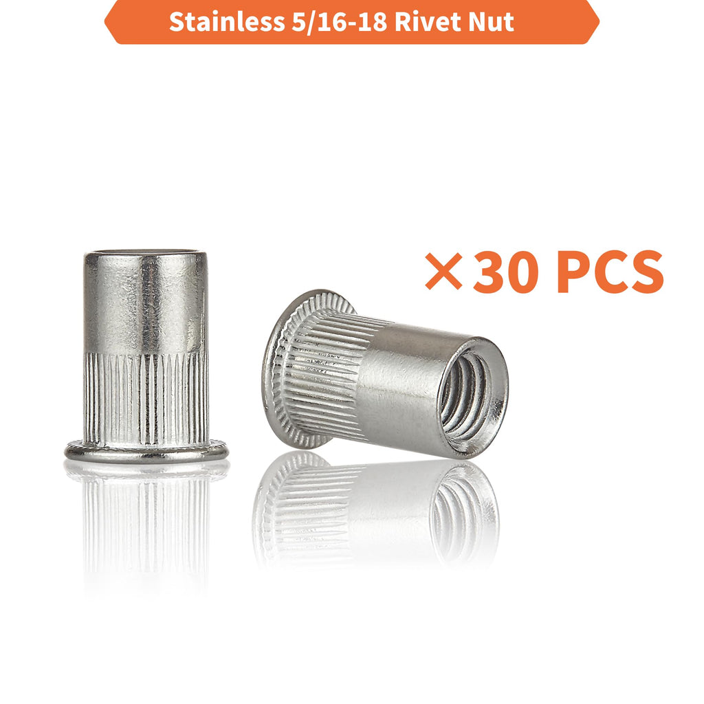 Rivet Nut Installation Tool Set Flat Head Rivnut Threaded Insert Nut Kit SAE & Metric for Metal Heavy Duty Zinc Plated Nutsert (1/4-20(Rivet Nut Tool-25pcs))