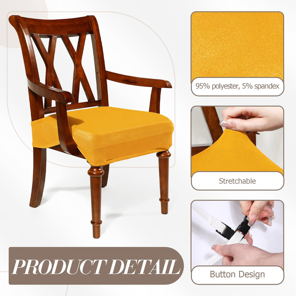 Havawish Large Dining Room Chair Seat Covers with Armrest Dining Chair Slip Covers Protectors(1 Pcs,Beige White)